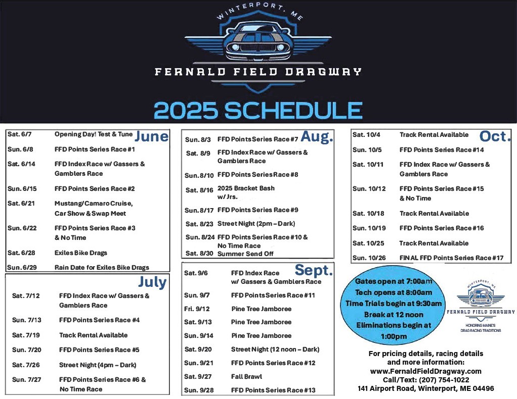 Fernald Field Dragway 2025 Schedule