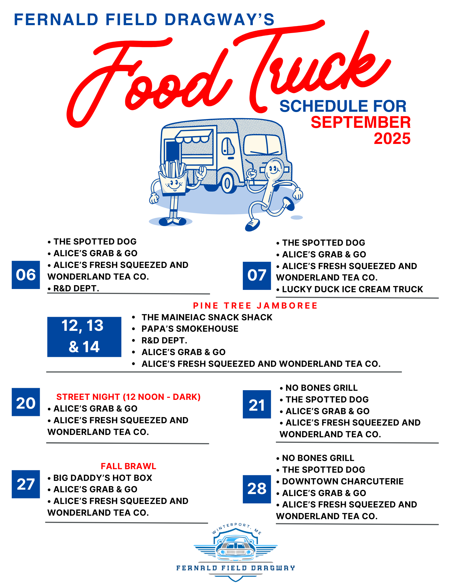 August 2025 FFD Food Truck Schedule