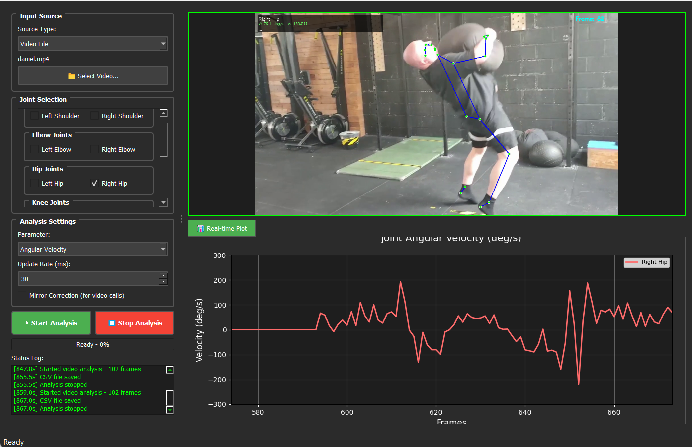 angular velocity analysis from video