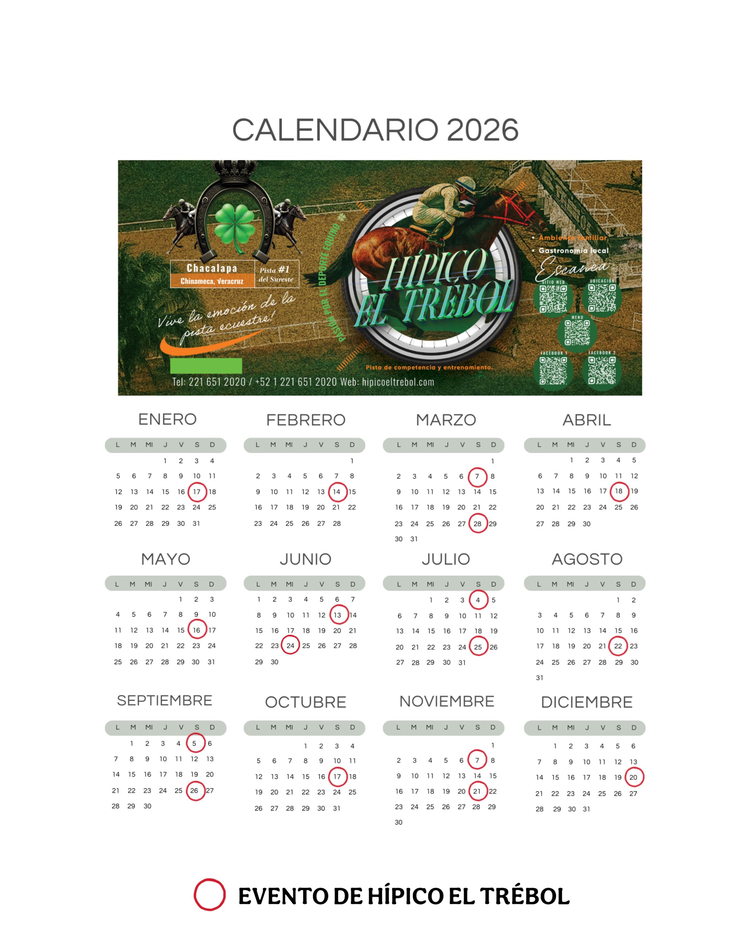 🔝CARTELERA ANUAL 2026📍🍀