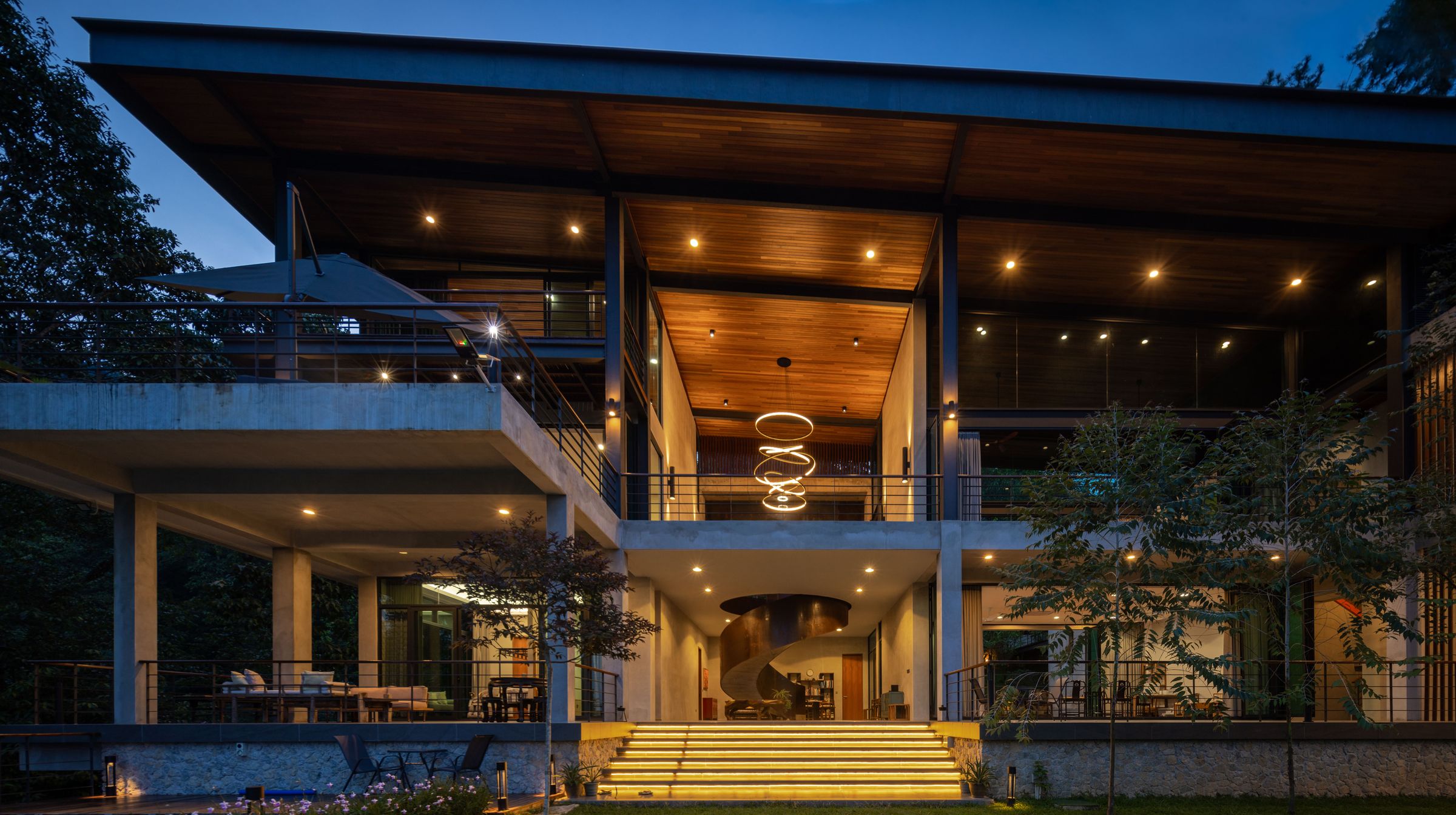 Warm timber entrance to the SereneNest private wellness villa in Janda Baik