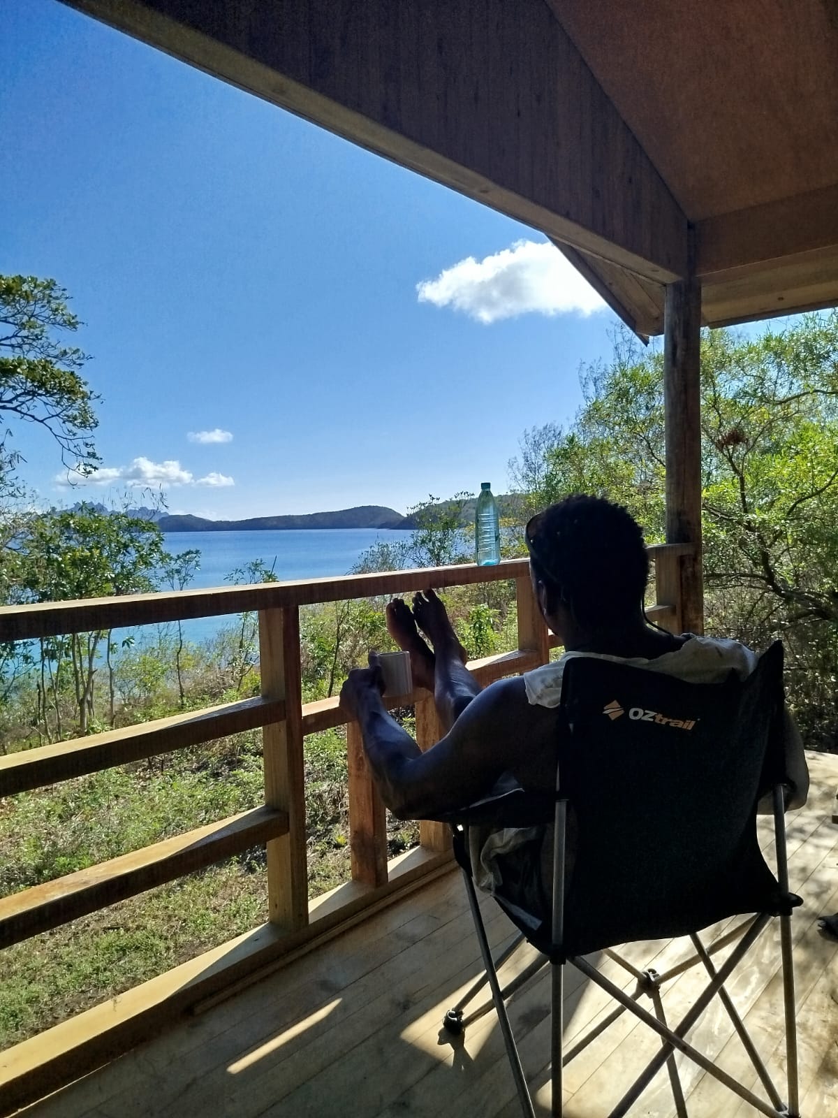 Enjoy the view of the ocean and opposite island from your secluded balcony.