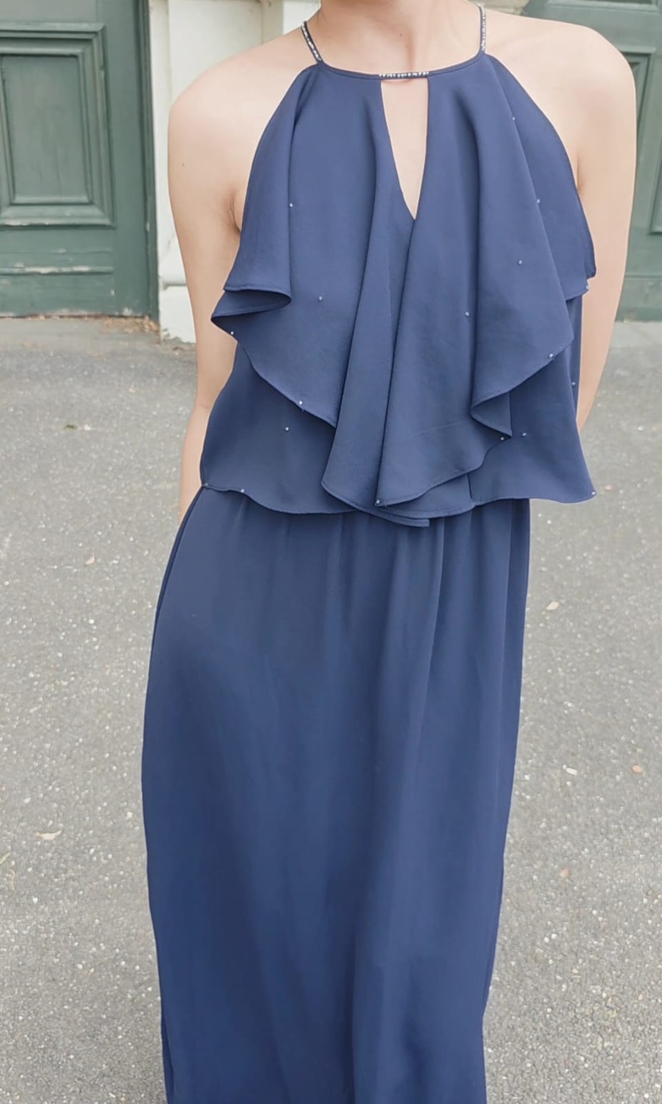 dark blue maxi dress