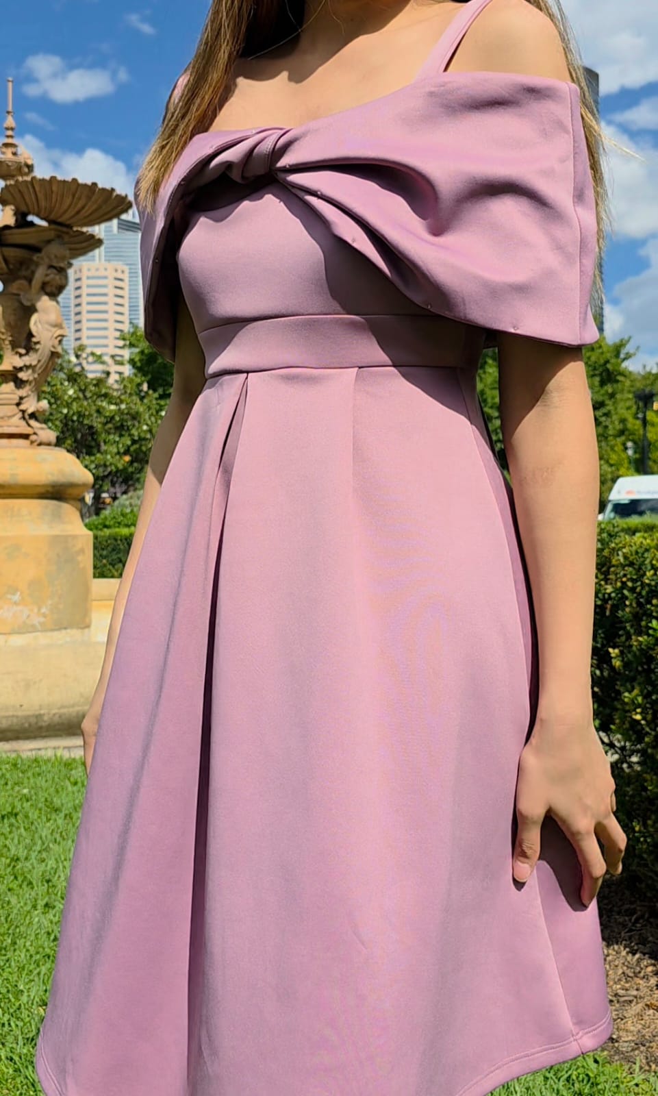 light purple ribbon mini dress