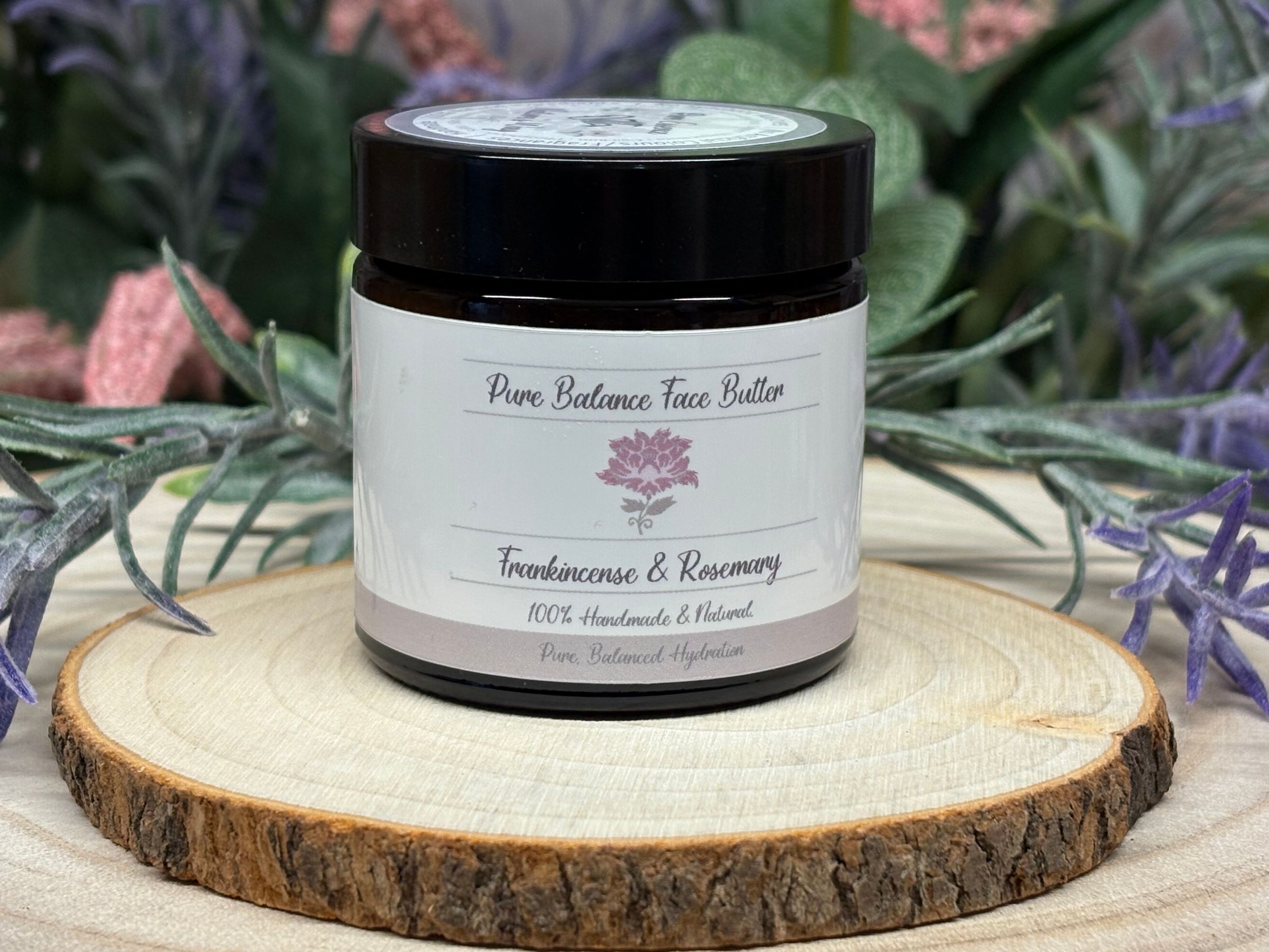 Pure Balance Face Butter is designed to harmonize and calm skin that needs lightweight nourishment with gentle botanicals. Tallow and shea deliver lasting moisture, while calendula-infused jojoba, squalane, and argan oils replenish essential fatty acids and vitamins for softness and resilience. Olive oil infused with rosemary, plus frankincense and rosemary essential oils, provide antioxidant and clarifying benefits, visibly supporting blemish-prone or uneven skin. Rosehip oil helps promote renewal and radiance, while arrowroot ensures a smooth, matte finish. Vitamin E protects and boosts natural repair. With a delicate resinous-herbal scent from frankincense and rosemary, this formula comforts without weighing you down or leaving excess shine. Pure Balance Face Butter is perfect for daily use on skin needing equilibrium—whether dry, combination, or stressed—delivering hydration and clarity with every application. Enjoy a complexion that feels balanced and softly hydrated.