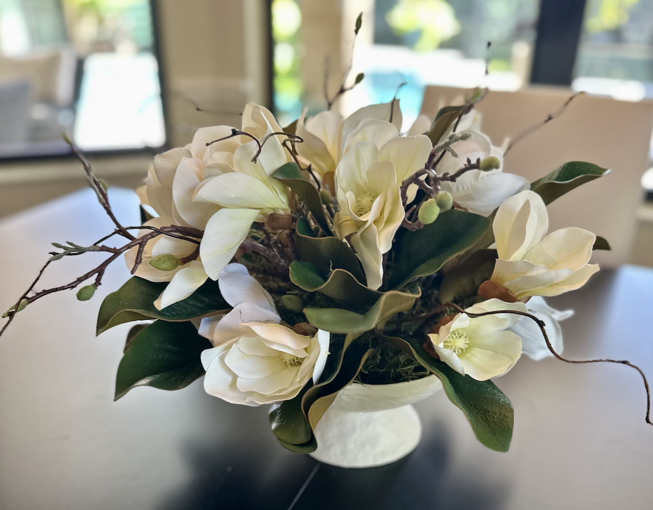Magnolias, Willow in a Pedestal base