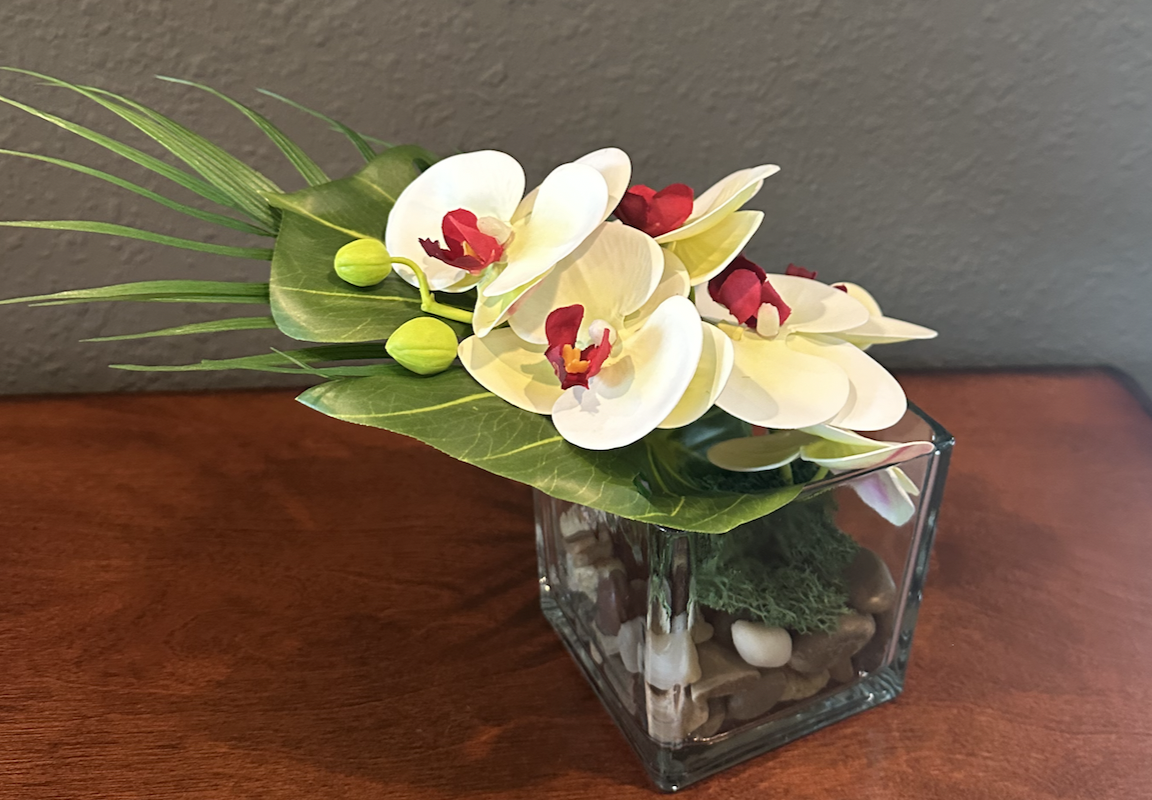 Tropical Orchid, Monstera and Palm in Water