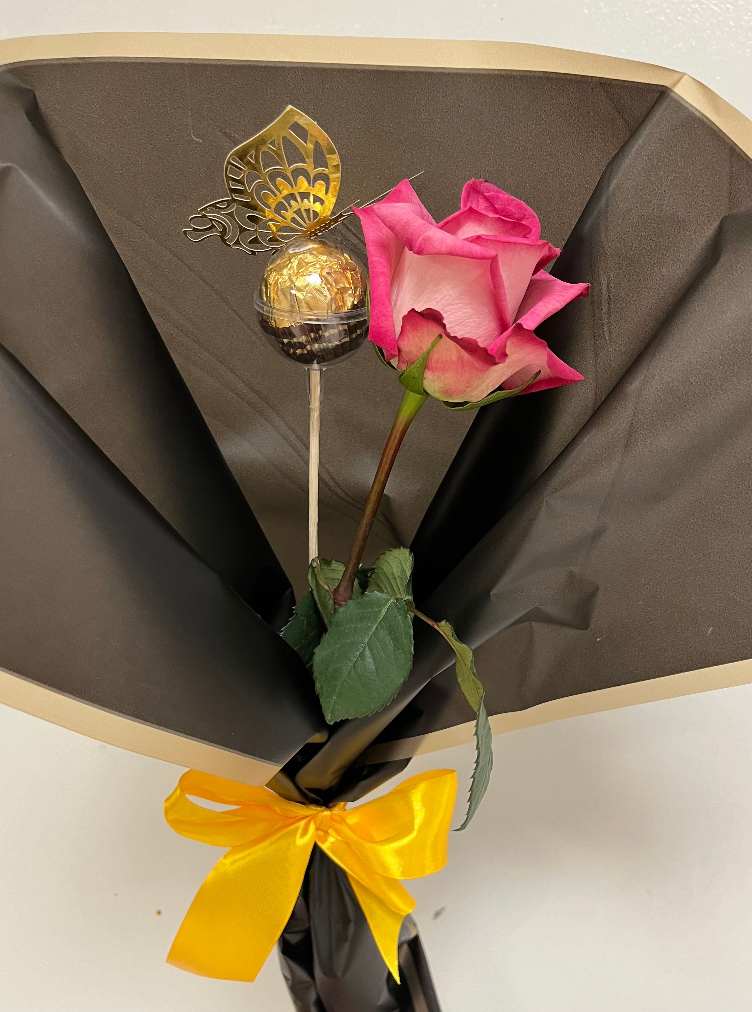 Single Flower with Hazelnut Ferrero Rochers with Butterfly