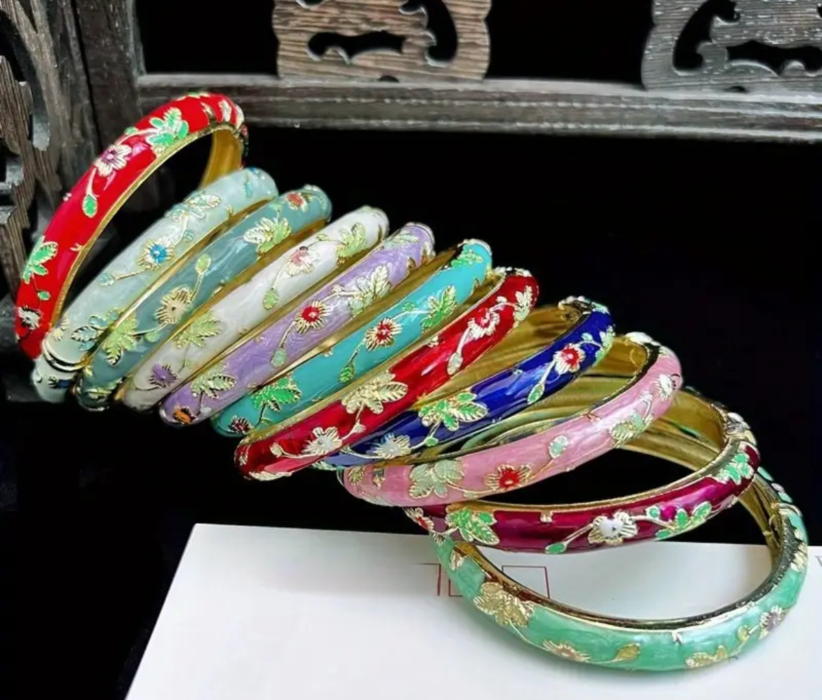 Cloisonne Flowers Bangles