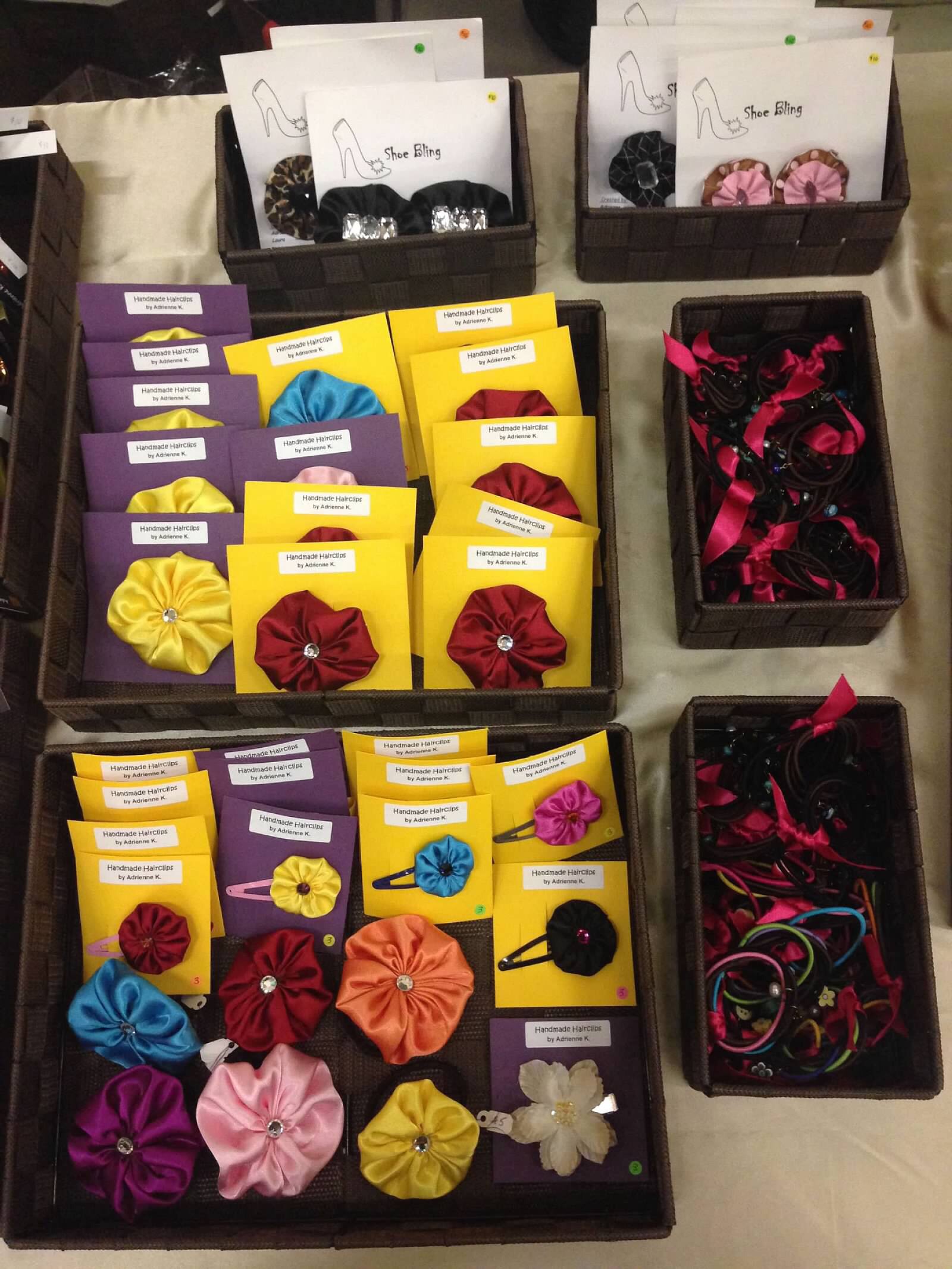 Handmade Fabric Yo-Yo Hair Clips
