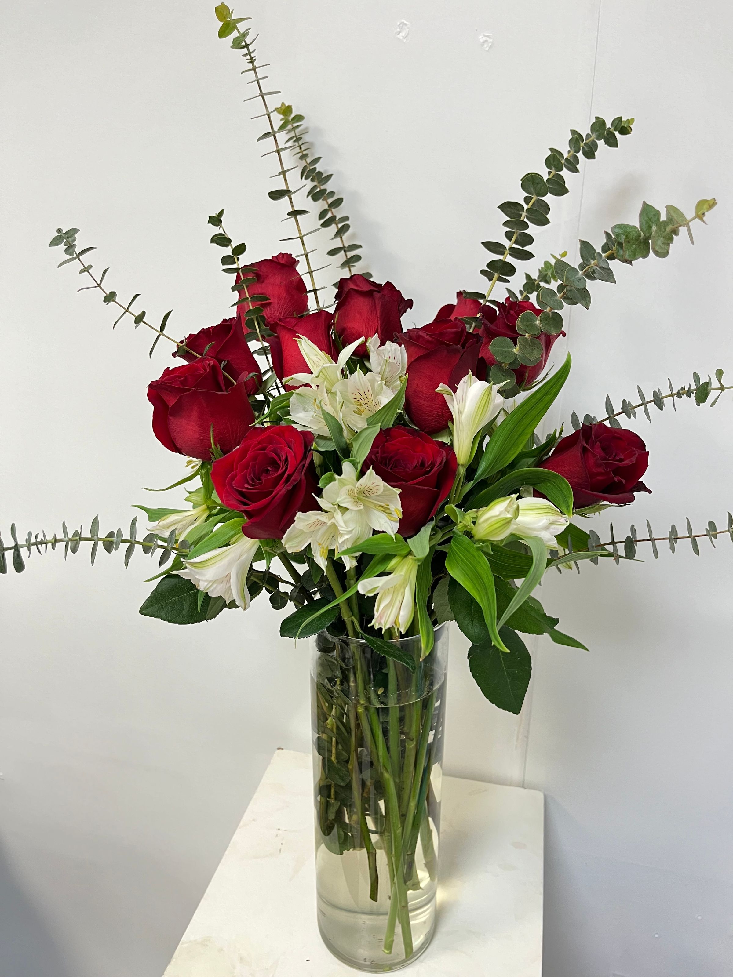 Dozen of Red Roses with Alstroemerias and Eucalyptus