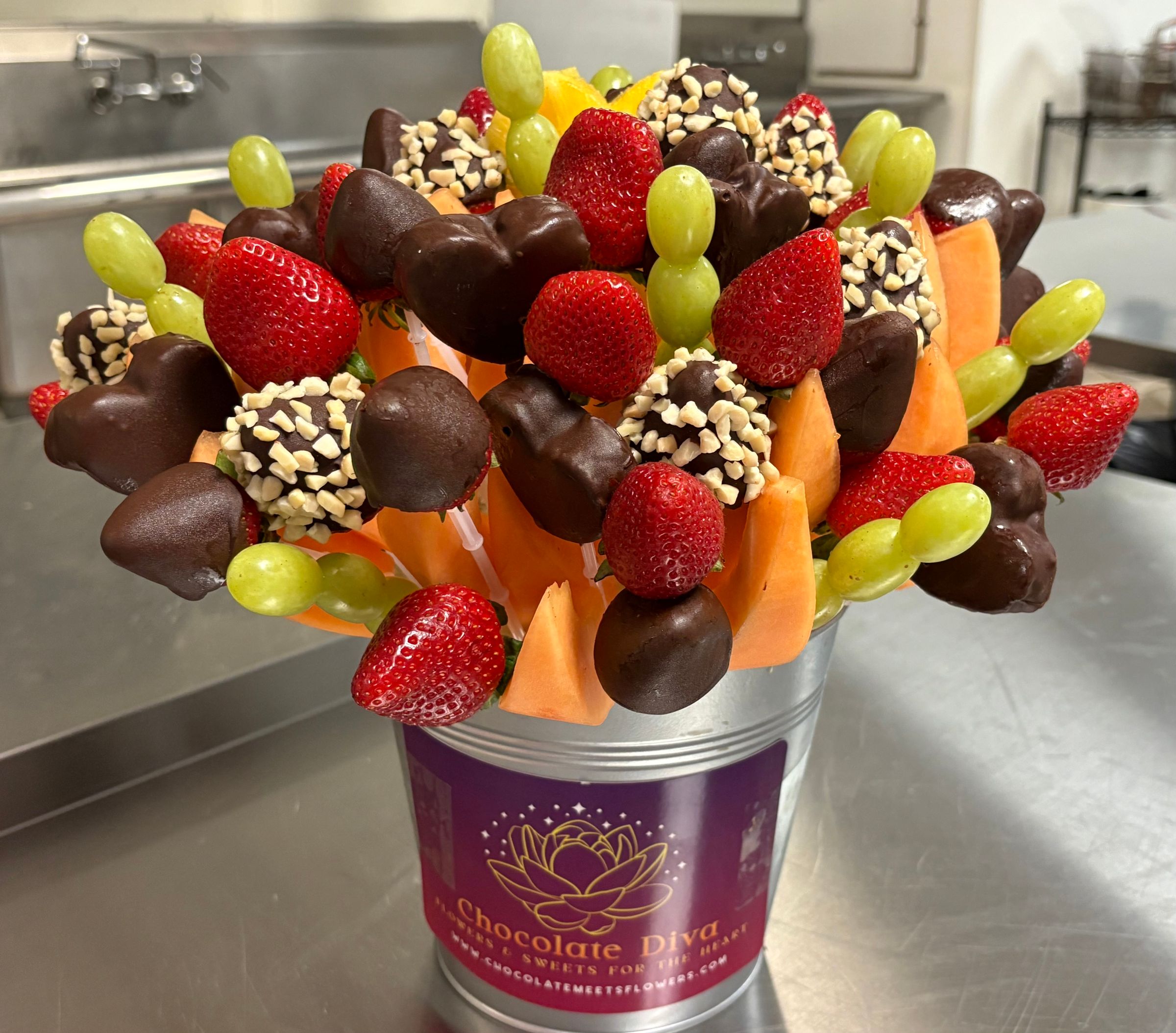 Chocolate-Dipped Fruit Bouquet