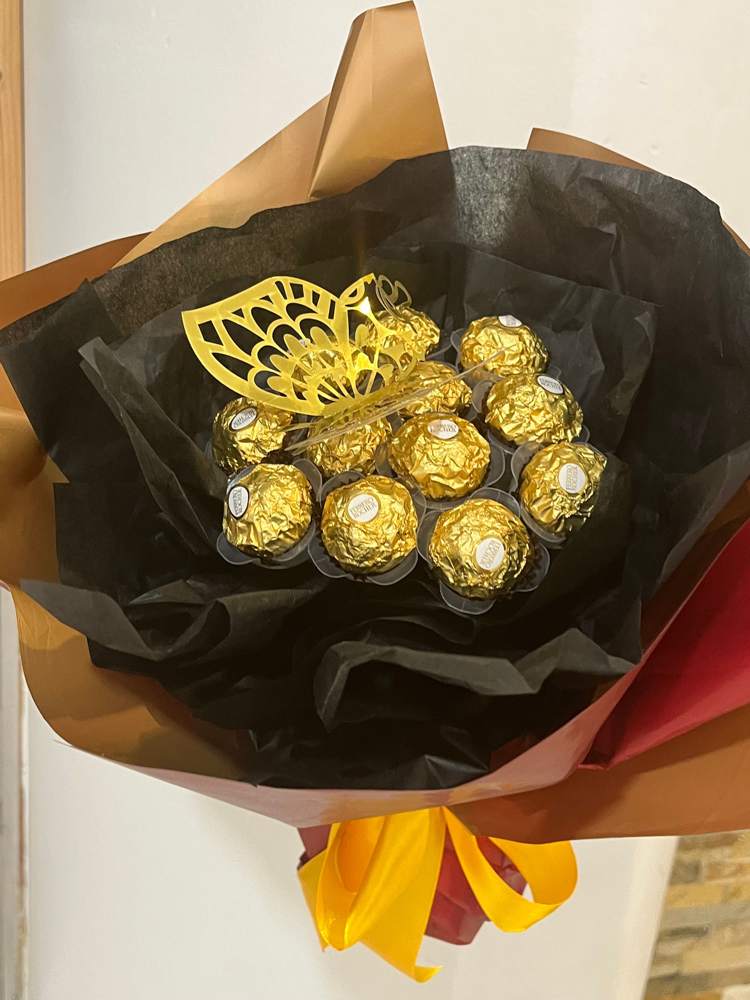 Hazelnut Ferrero Rochers Bouquet with Foil Butterfly