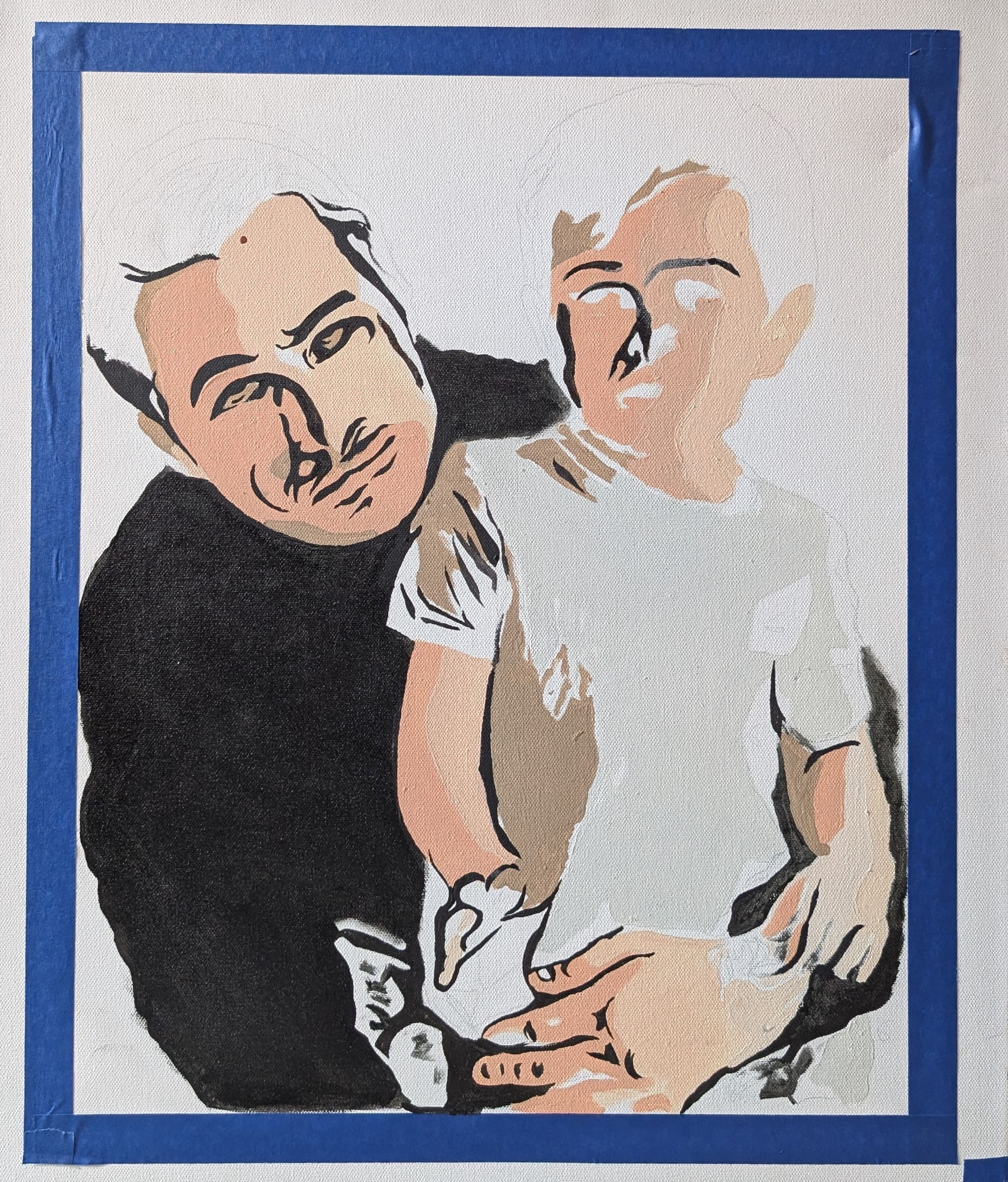 DAD AND SON PERSONAL PORTRAIT ORIGINAL PIECE 