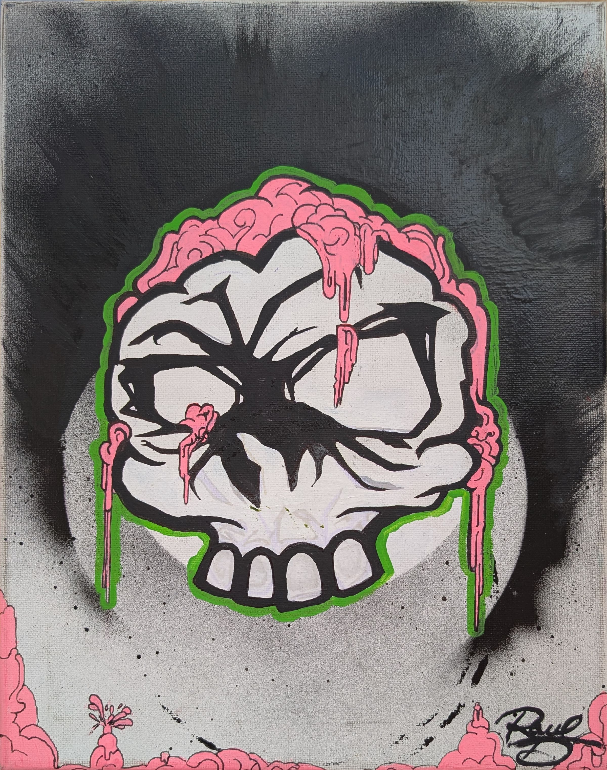 BRAIN MATTER SKULL STAMP ORIGINAL PIECE 