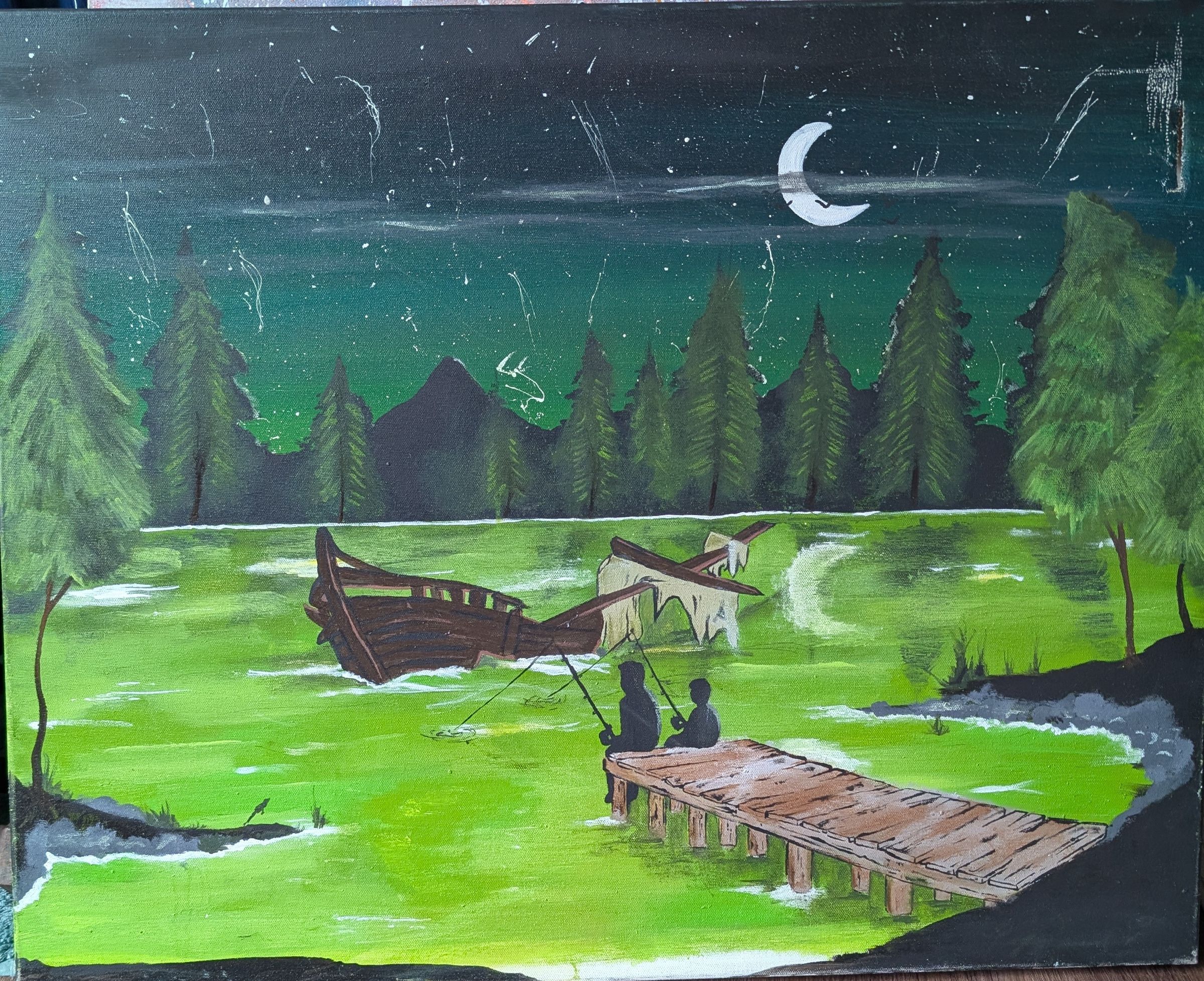 GONE FISHING W/ DAD ORIGINAL PIECE 