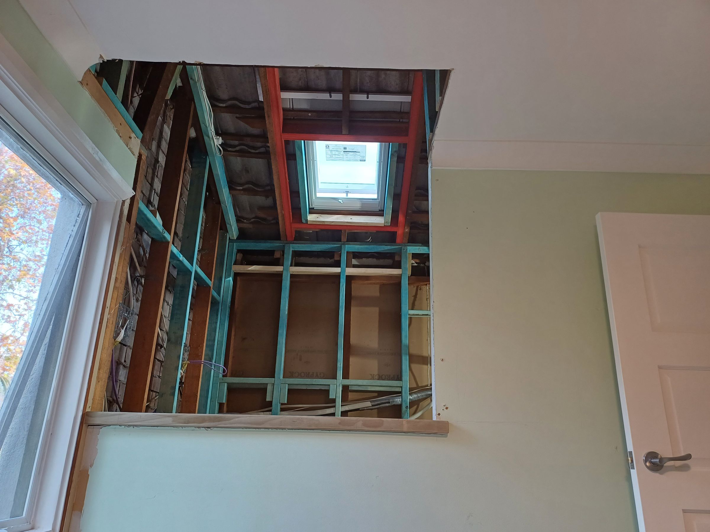 Framed in new office walls, floor & skylight