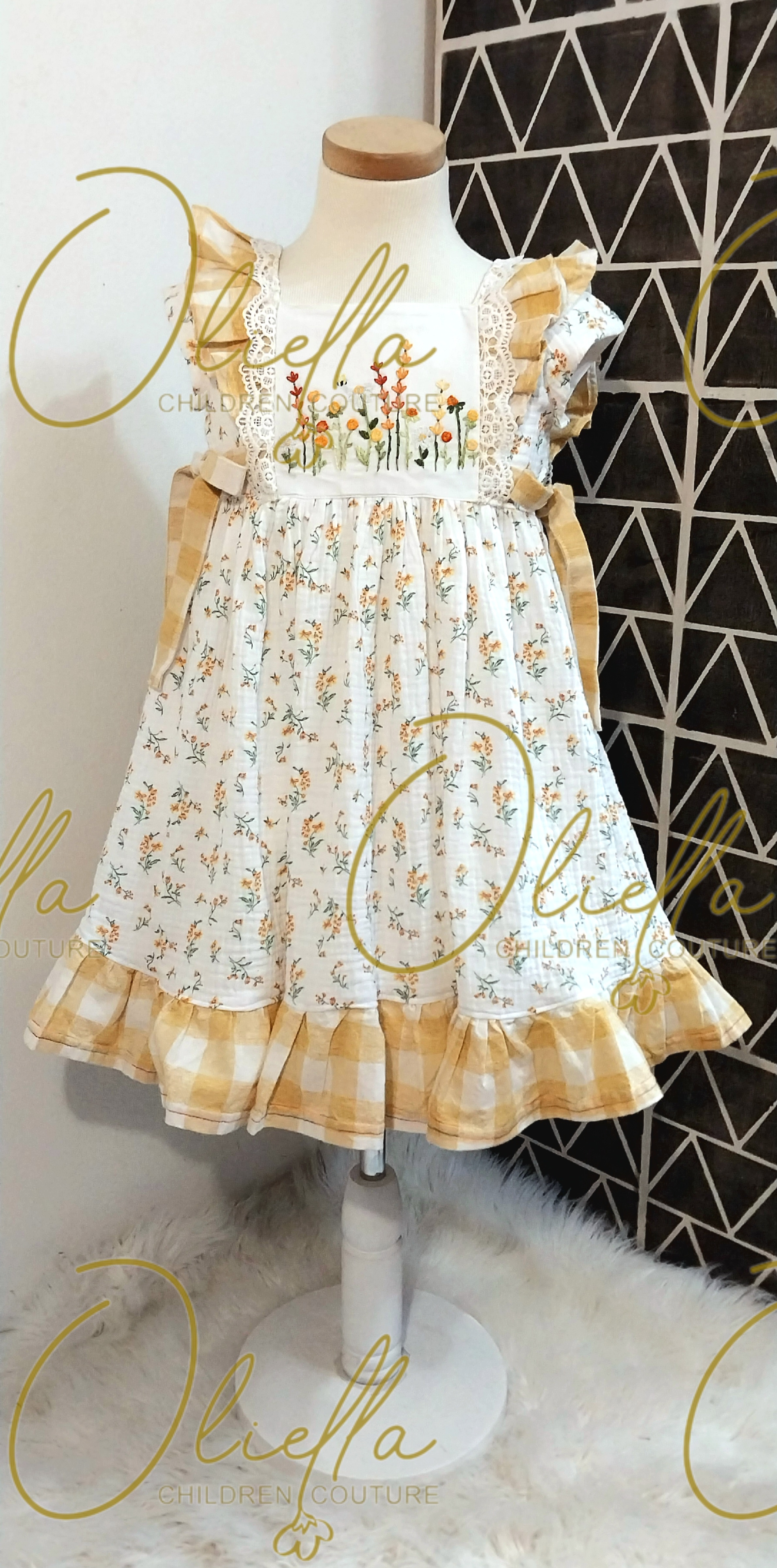 Pure cotton dress with petticoat and hand embroidery
