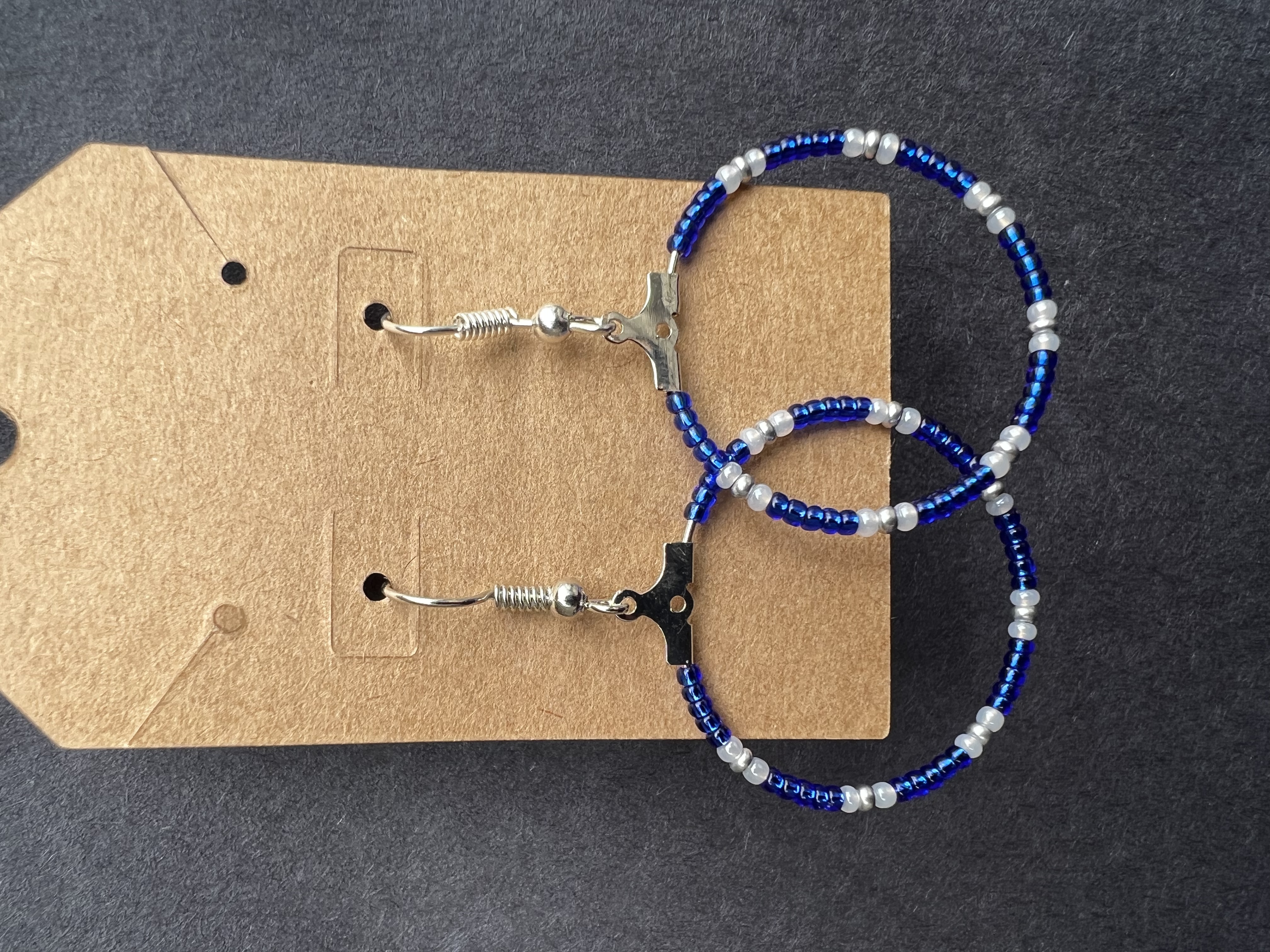 Circle hoop - Blue/White/Silver - $10