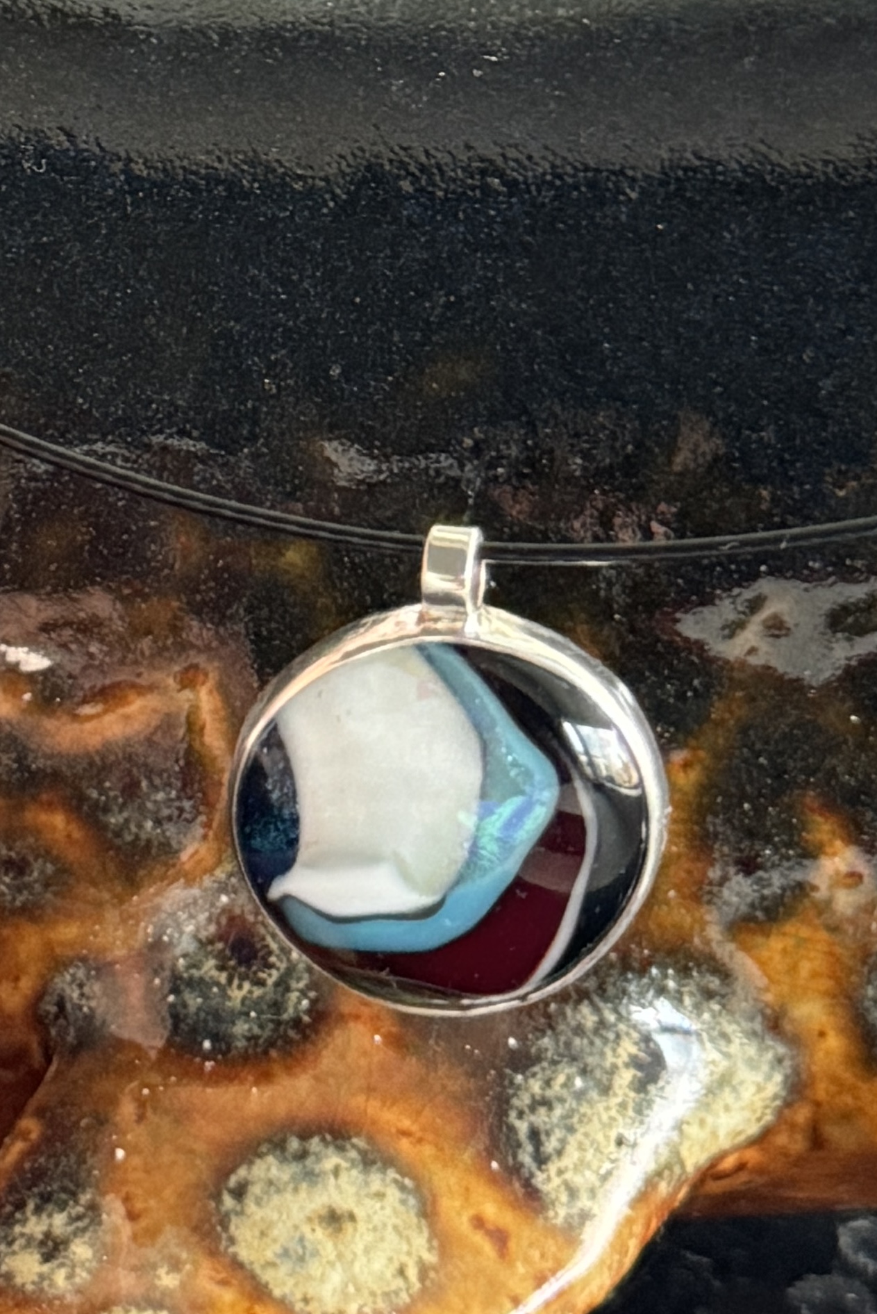 Glass and sterling pendant