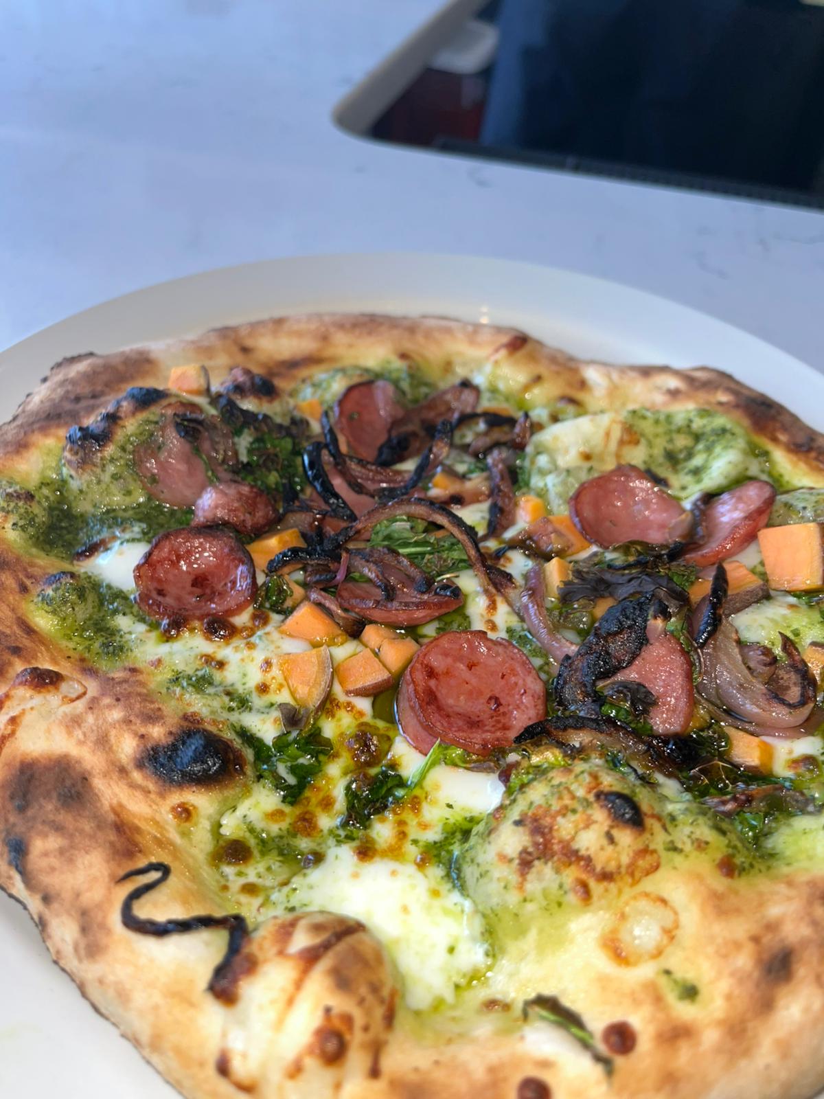 Sweet Potato Kielbasa Pizza