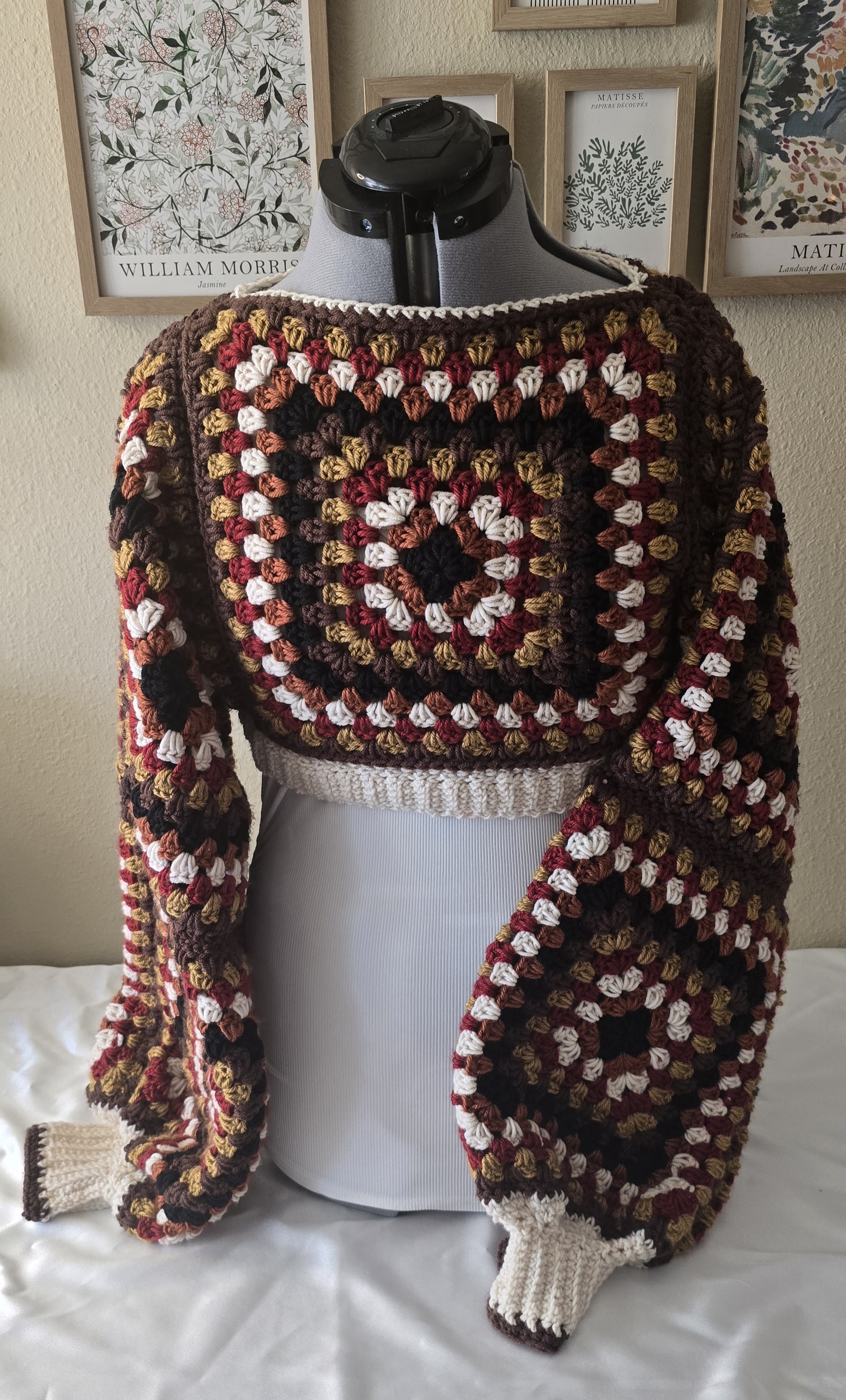 Cropped Granny Square Sweater