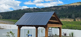 Custom metal pergola installed on a residential property in West Kelowna, BC by Horizon Roofing and Metal Works LLP. Built for durability, modern aesthetics, and outdoor living comfort.