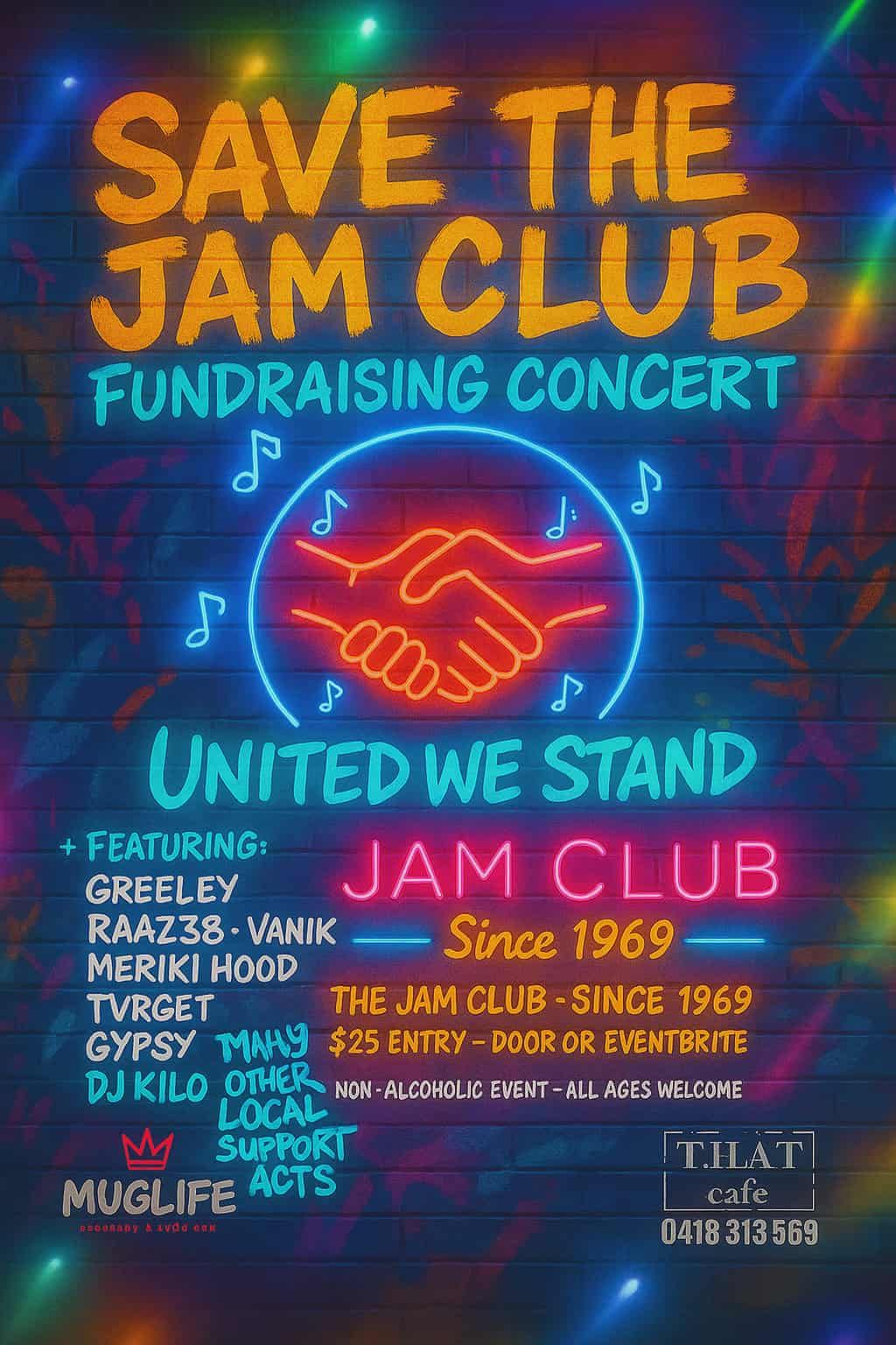 Save the Jam Club flyer in Fluro