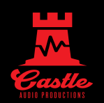 Castle Audio Productions - Red Chess Castle with the Health Beat in black through the middle.