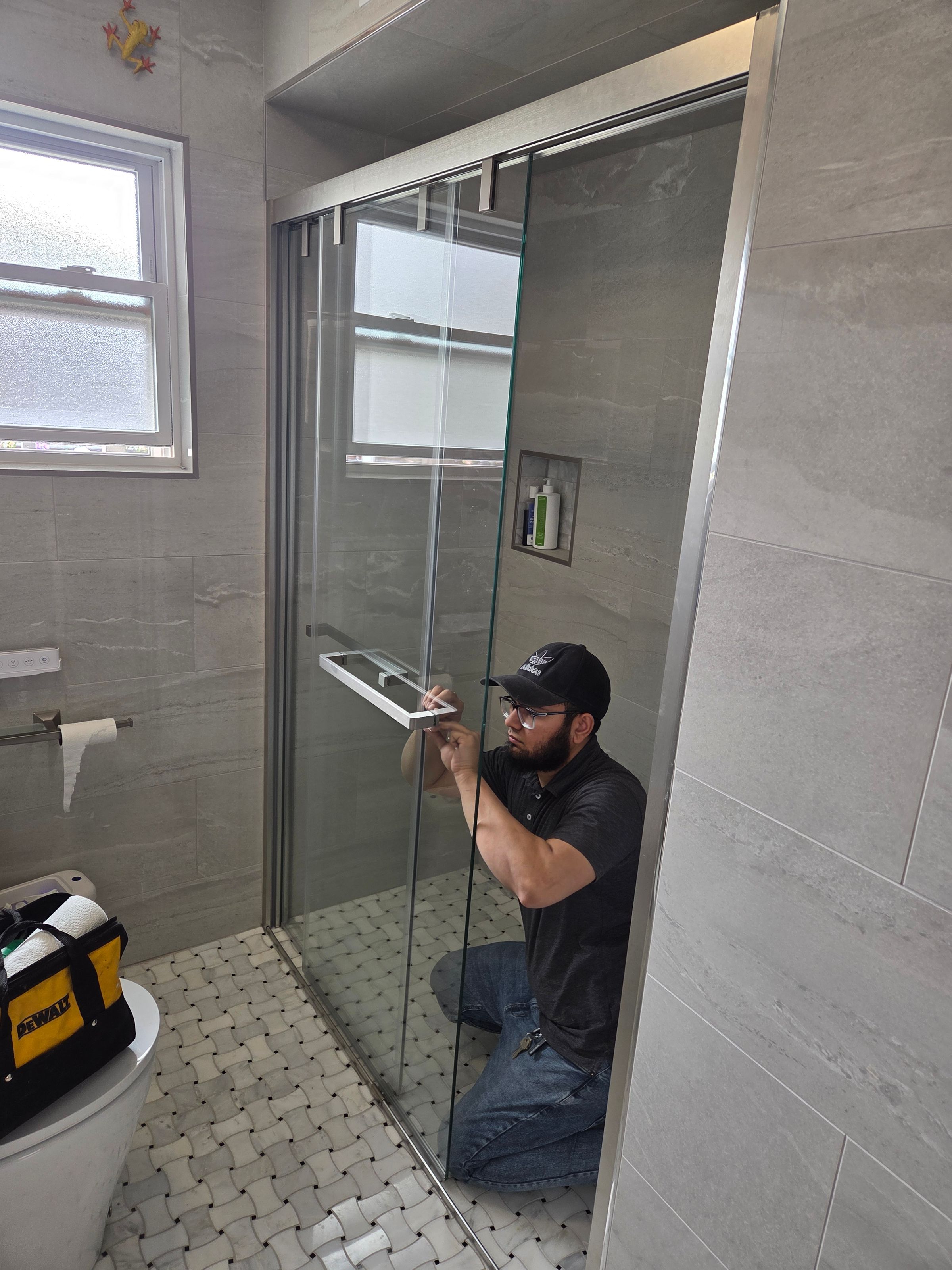 Shower door installation