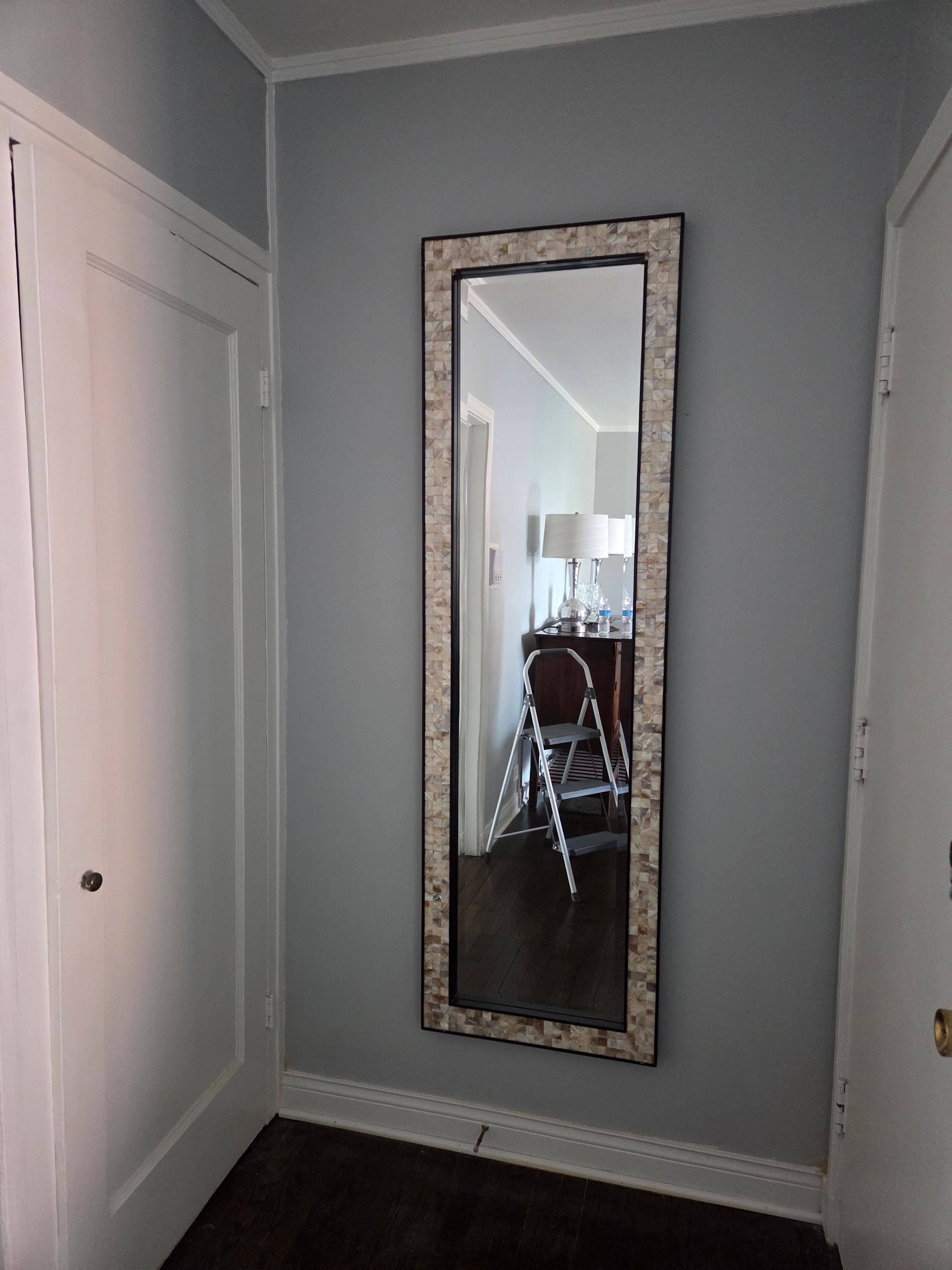 Wall mirror installed