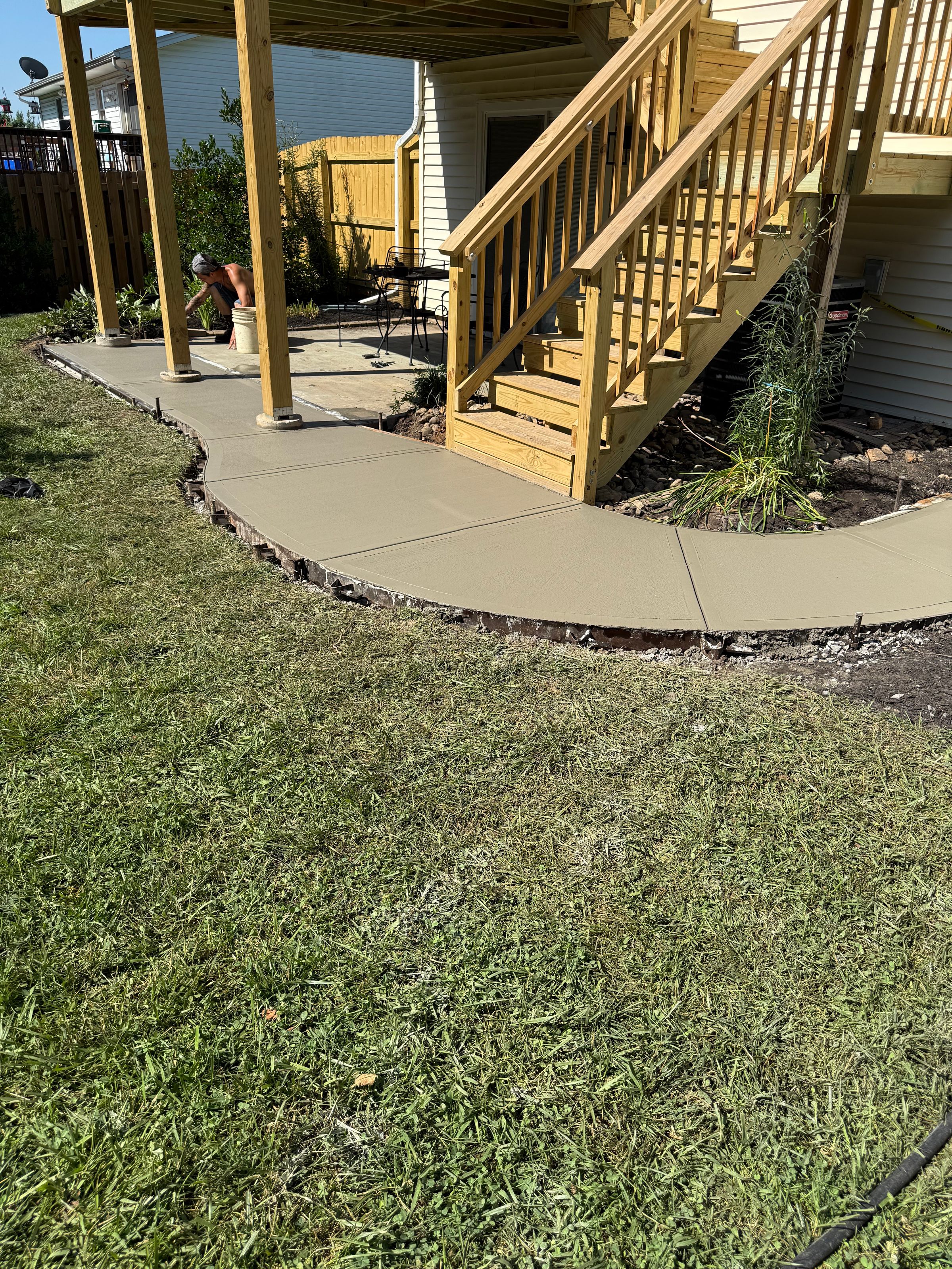 Patio extension with sidewalk