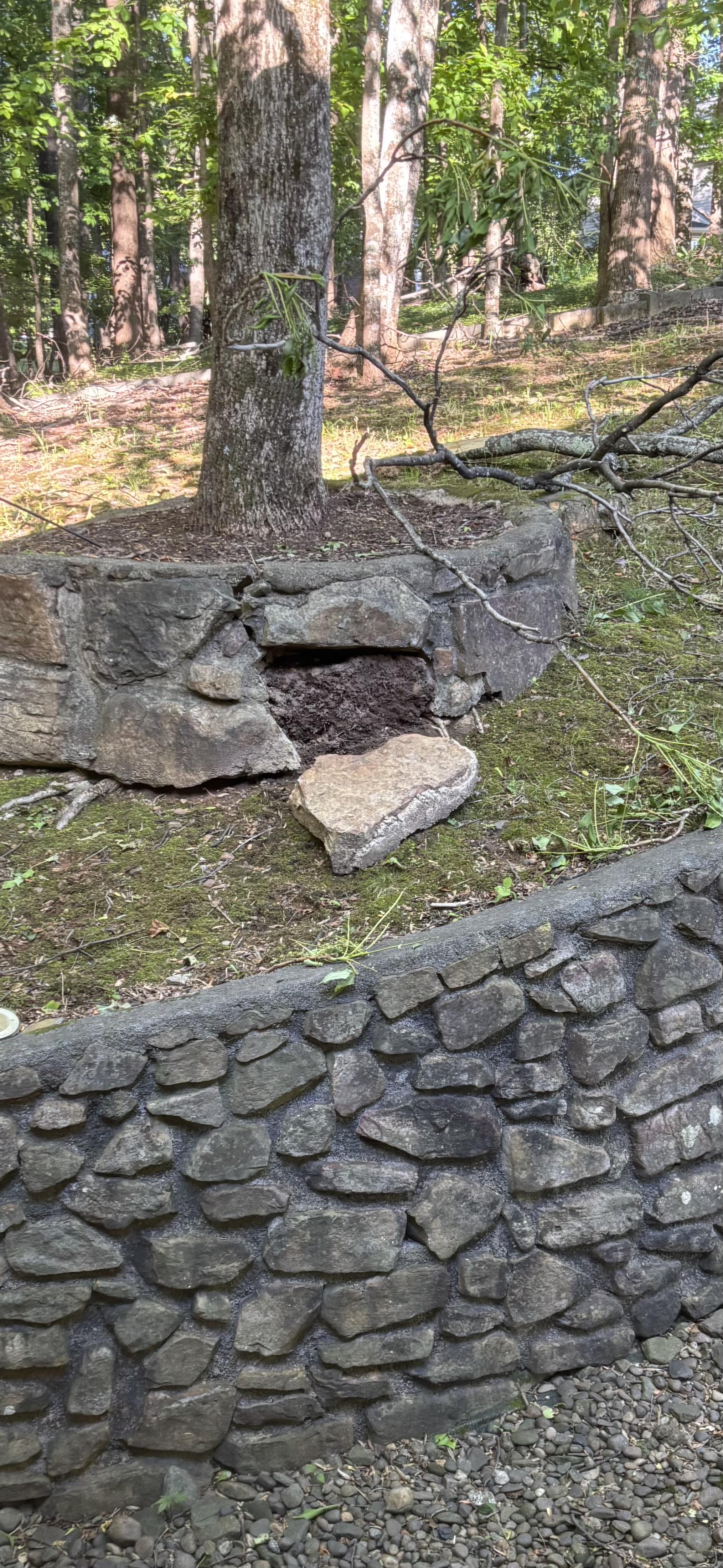 Rock Wall Repair Before
