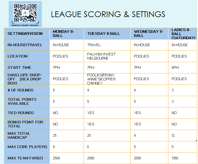 Space Coast BCA Pool League's image