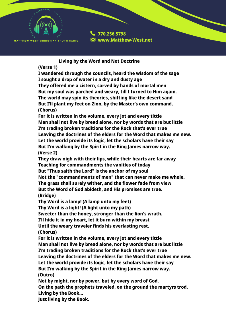 Living by the Word not by Doctrine