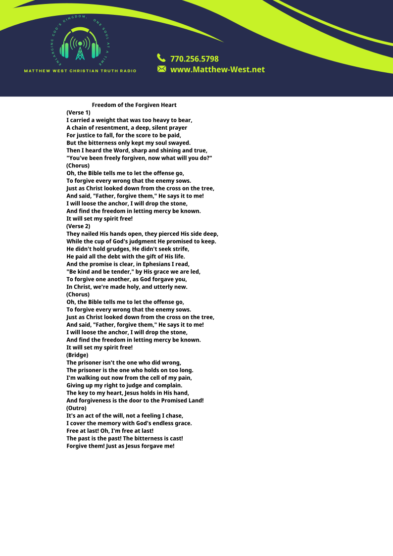 Freedom of the Forgiven Heart