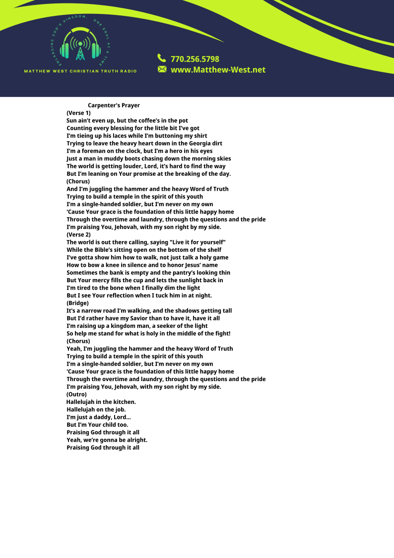 Carpenter's Prayer