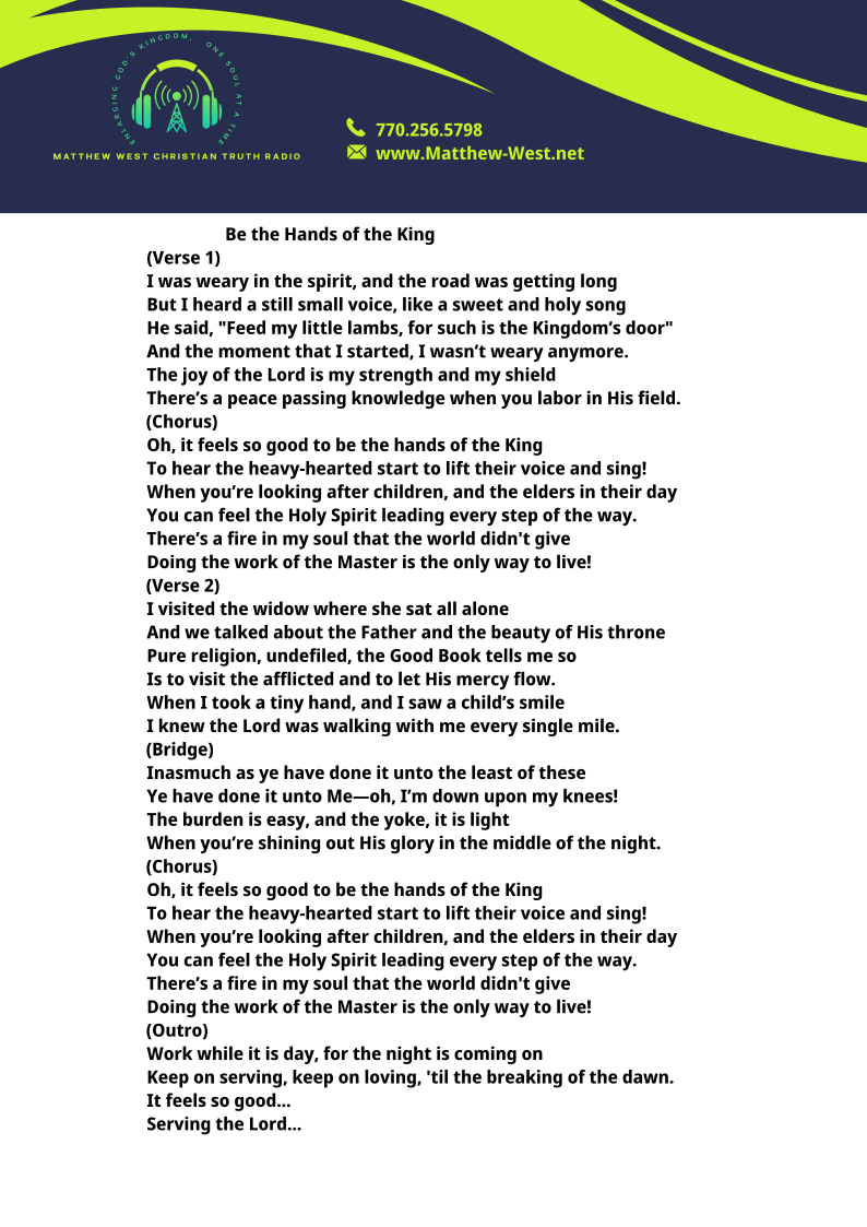 Be the Hands of the King