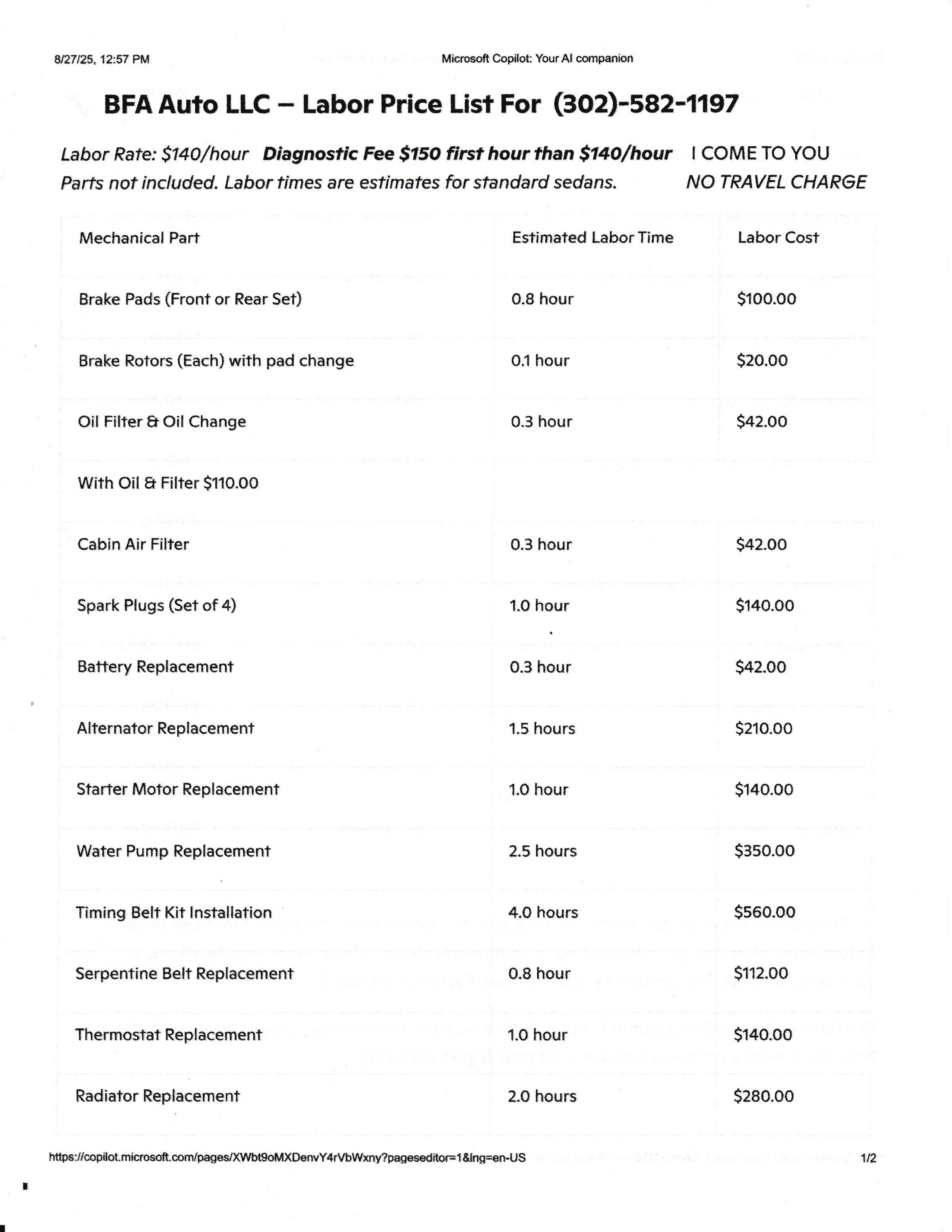 Automotive repair mobile mechanic's image