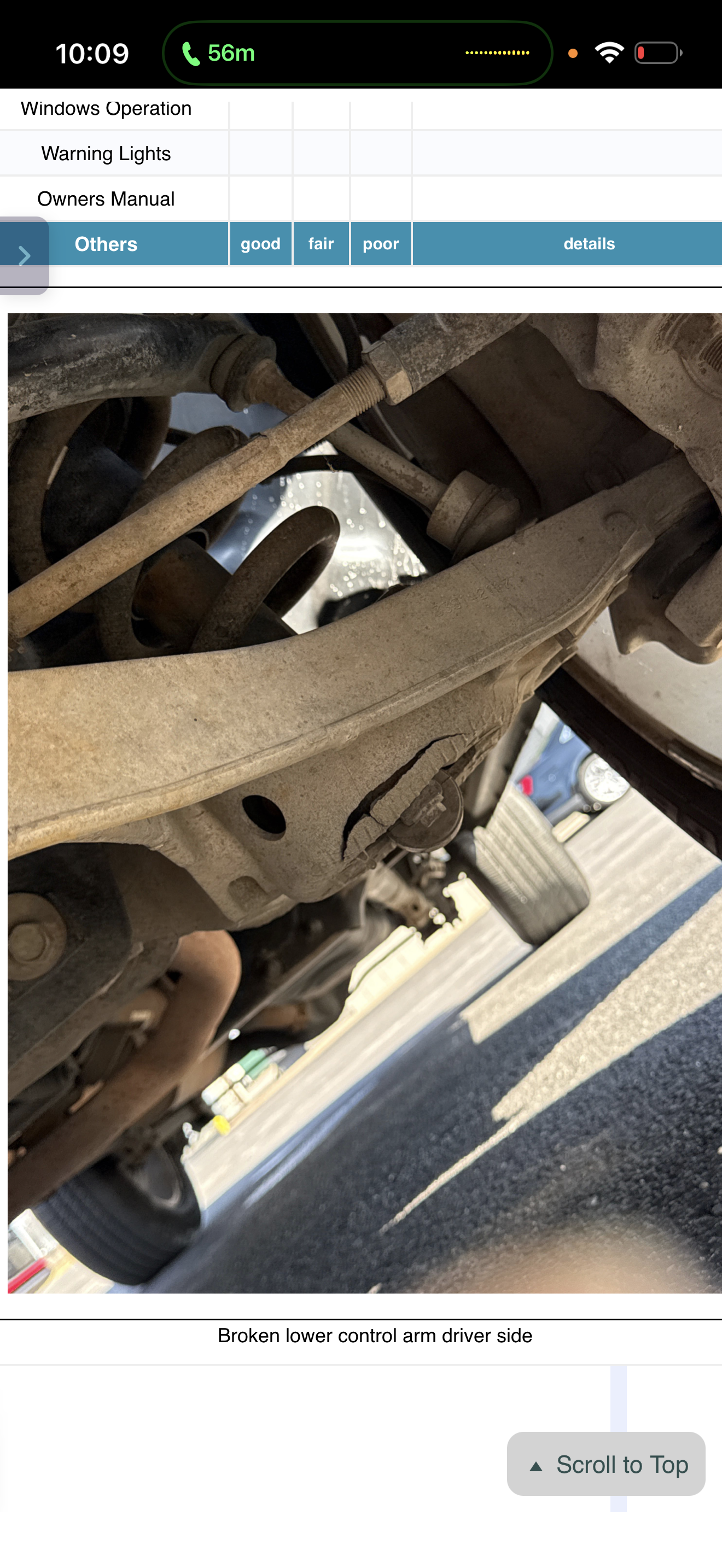 Broken control arm