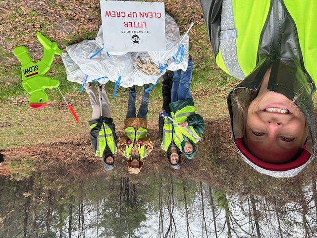 Rainy day roadside clean up.