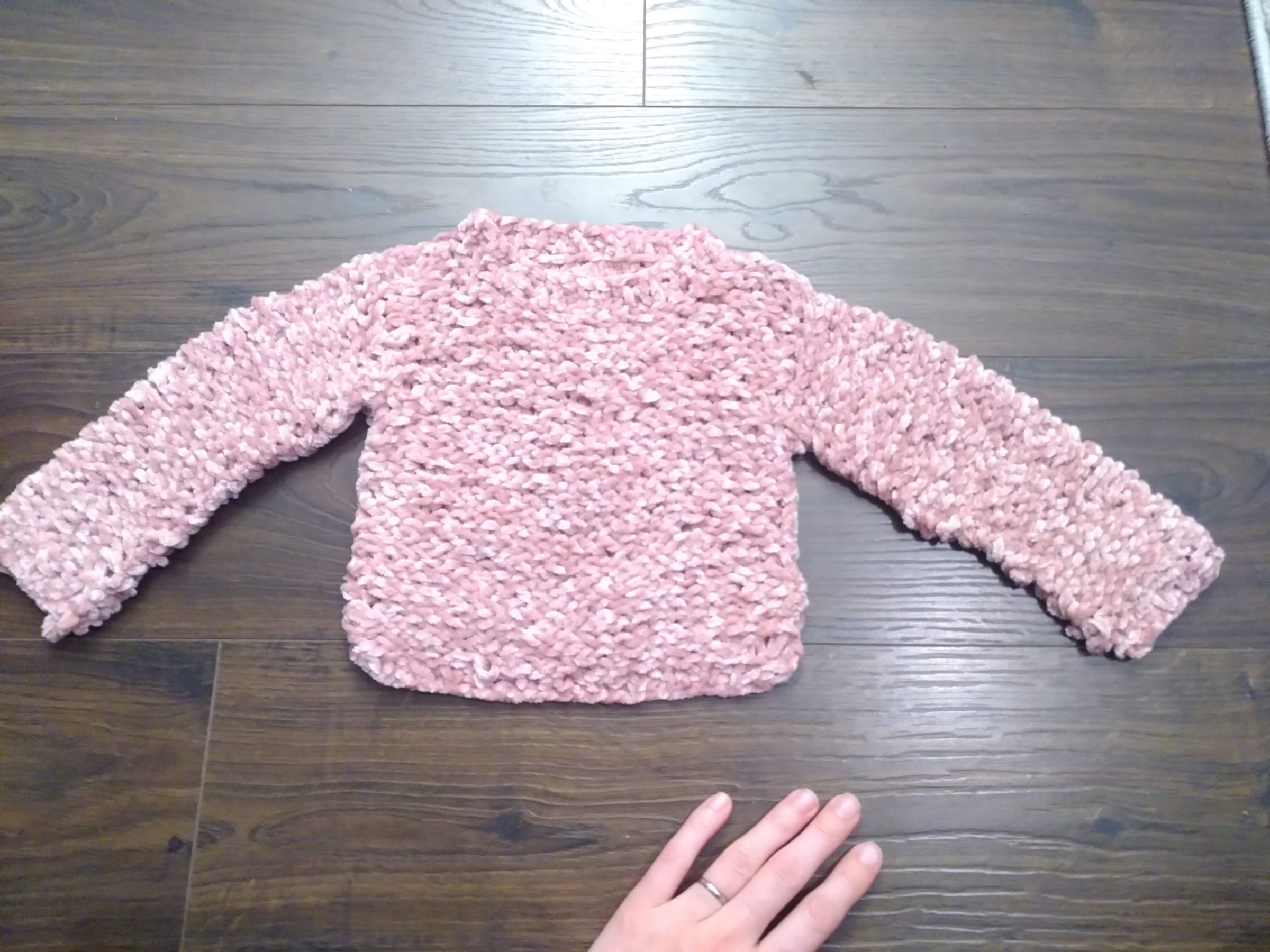 Pink chenille sweater for Anna Sofia