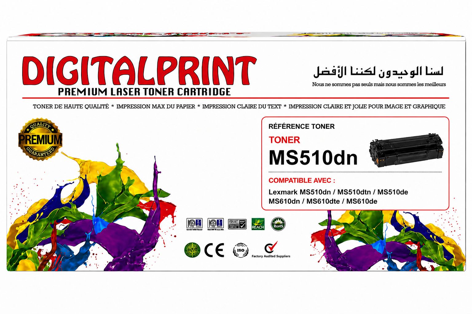 Toner Lexmark MS510dn – Prix : 170 DH   ✔️ Compatible: Lexmark MS510dn / MS610dn   ✔️ Haute performance   ✔️ Usage professionnel    📍 Disponible à Fès   📲 Comma