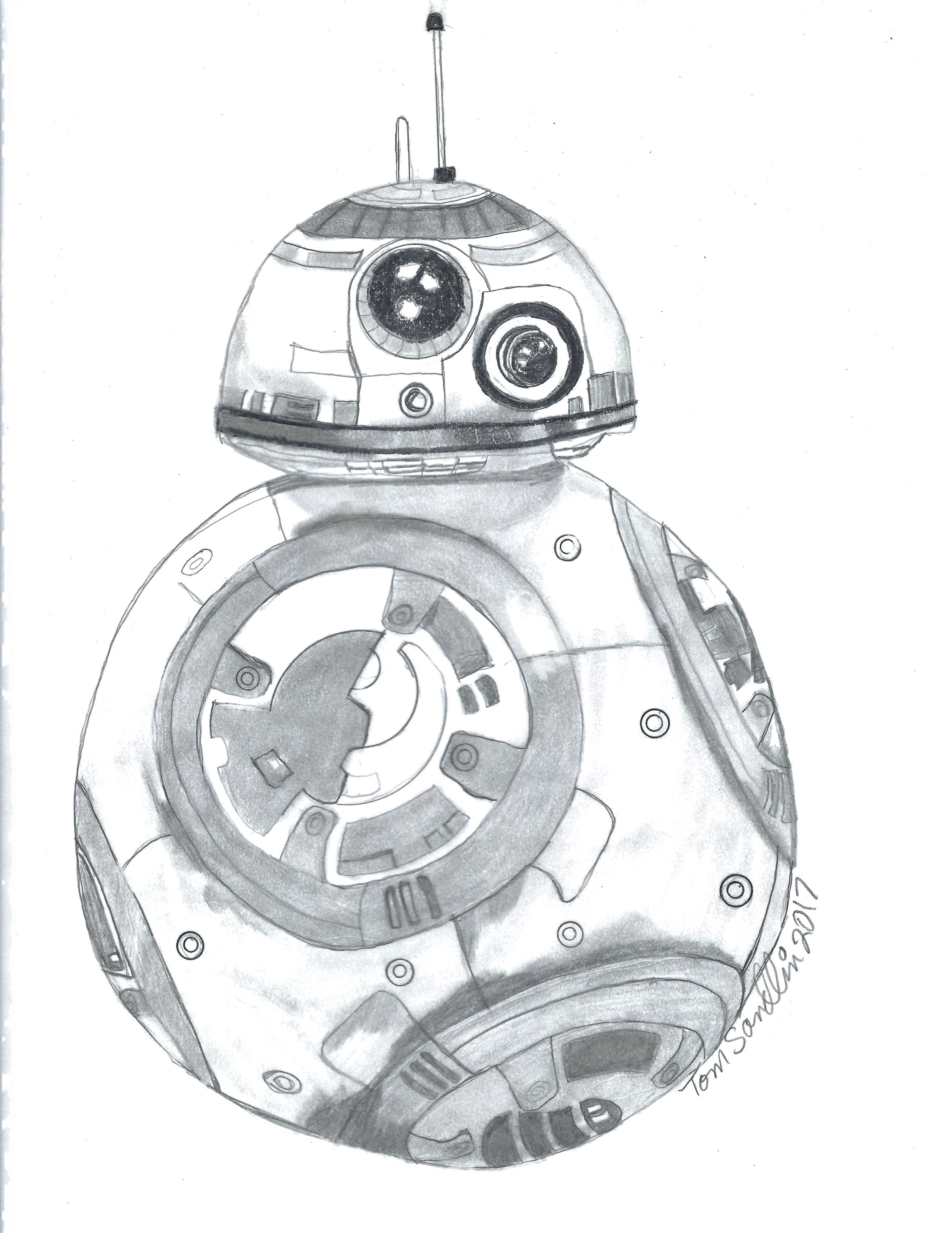 Pencil Potrait of BB -8 From Star Wars