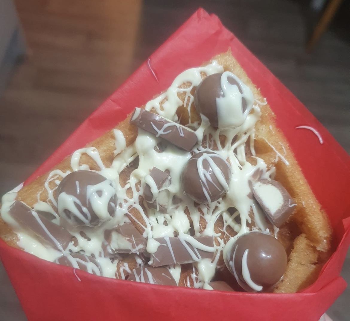 Chocolate topped waffle