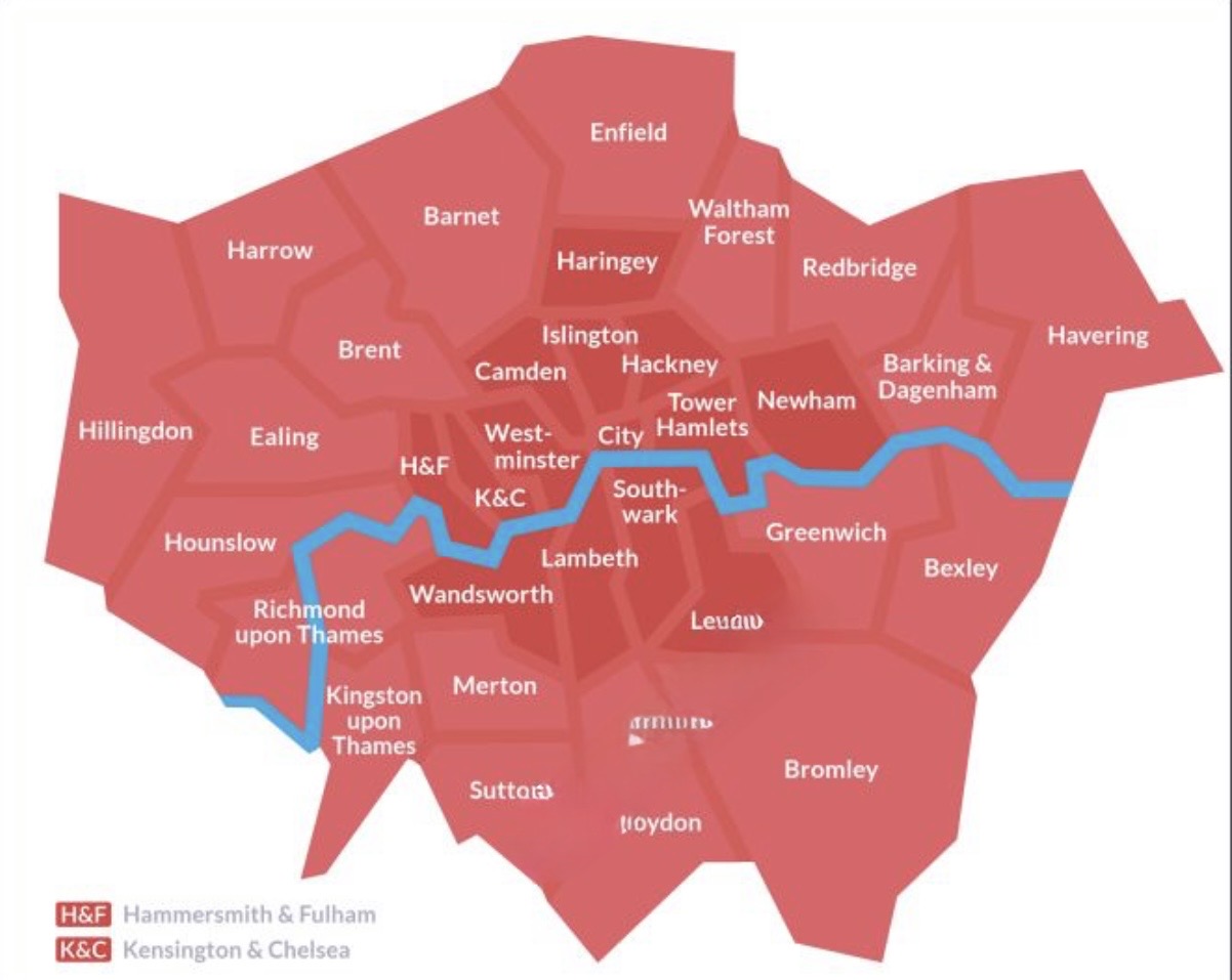 Map of areas we cover 