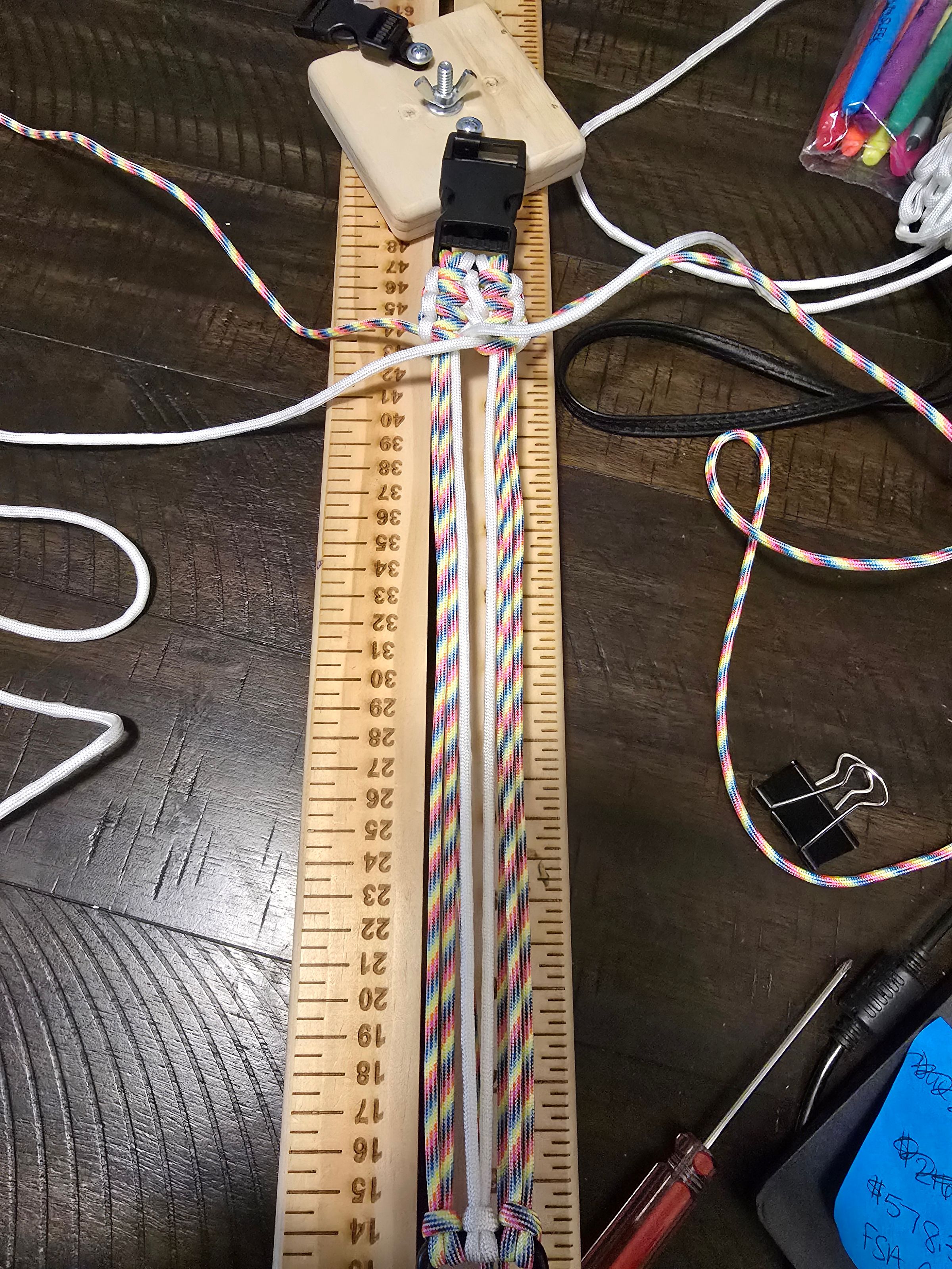 working on a paracord collar