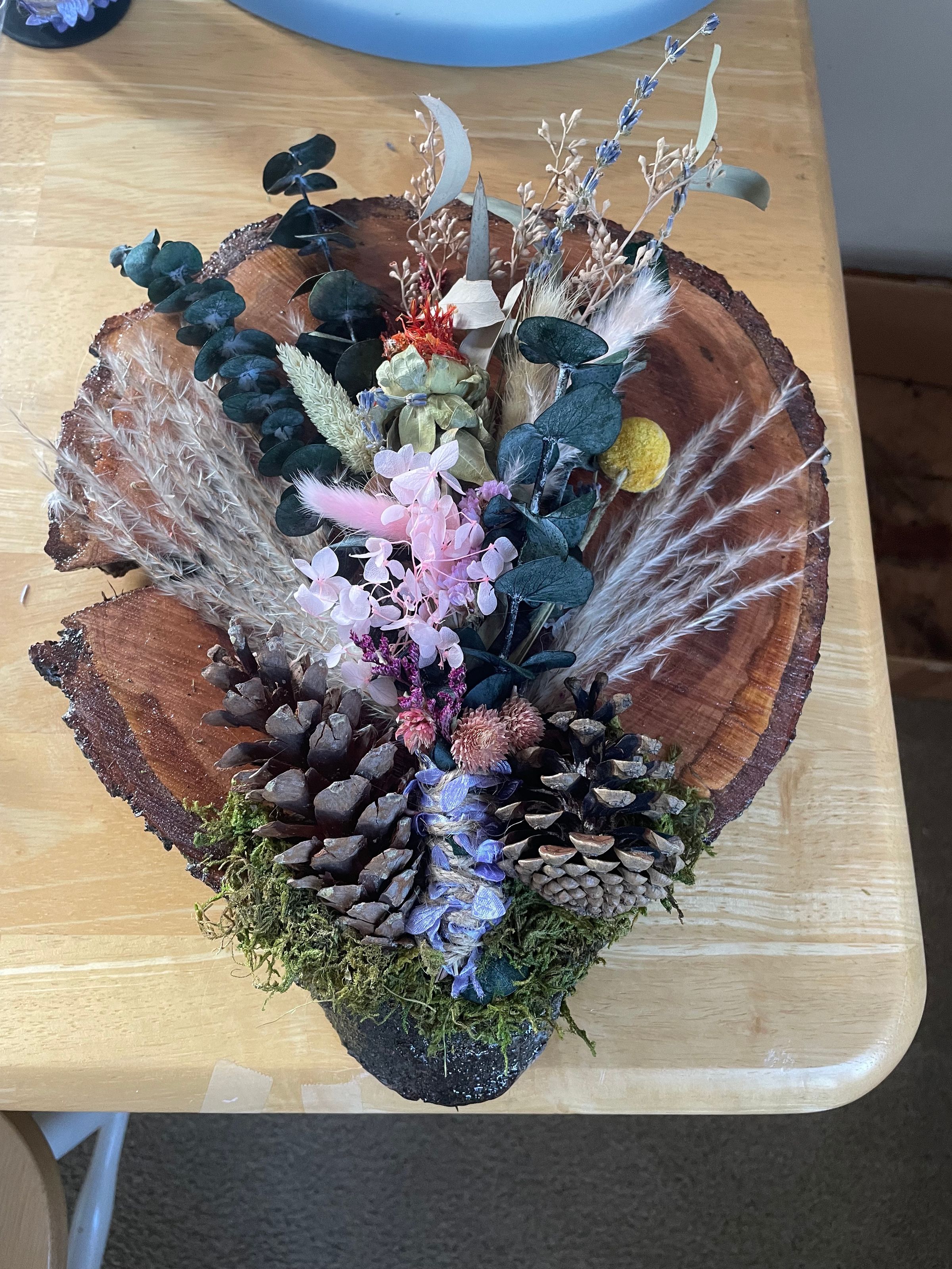Dried Flower wood slice