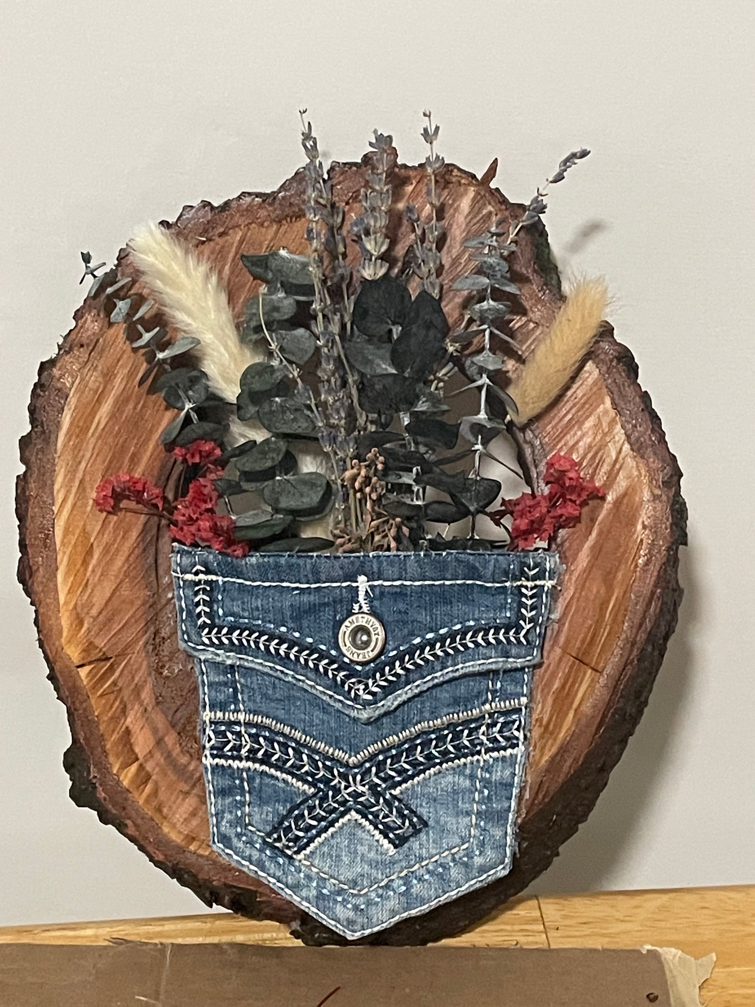 Jean dried flower pocket