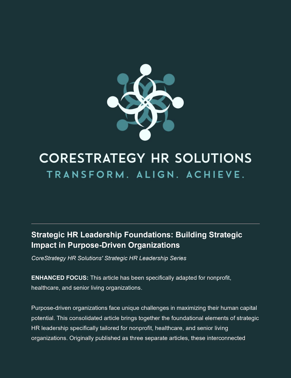 Strategic HR Leadership Foundations
